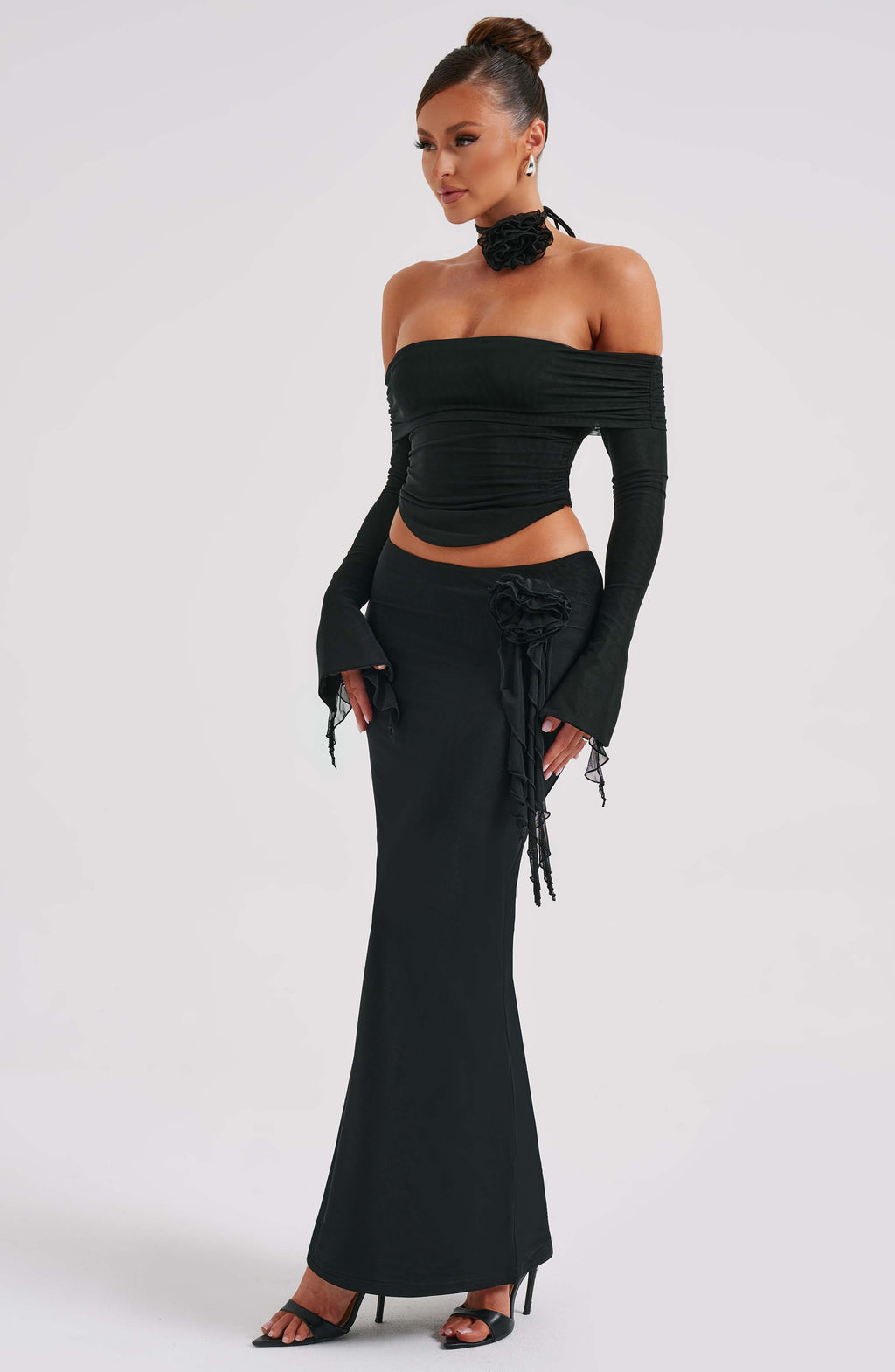 Flourenne Deemara Maxi Skirt in Black