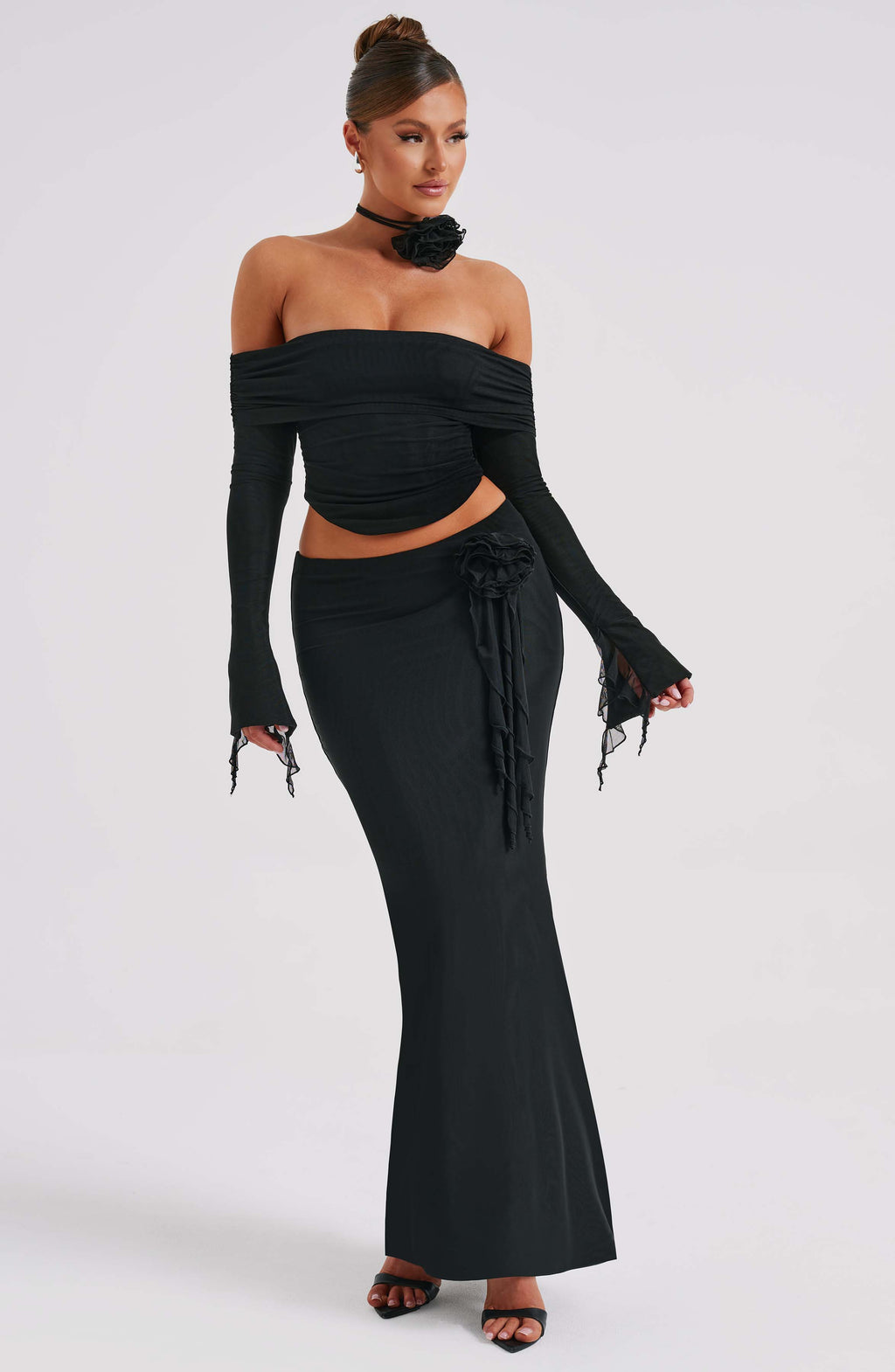 Flourenne Deemara Maxi Skirt in Black