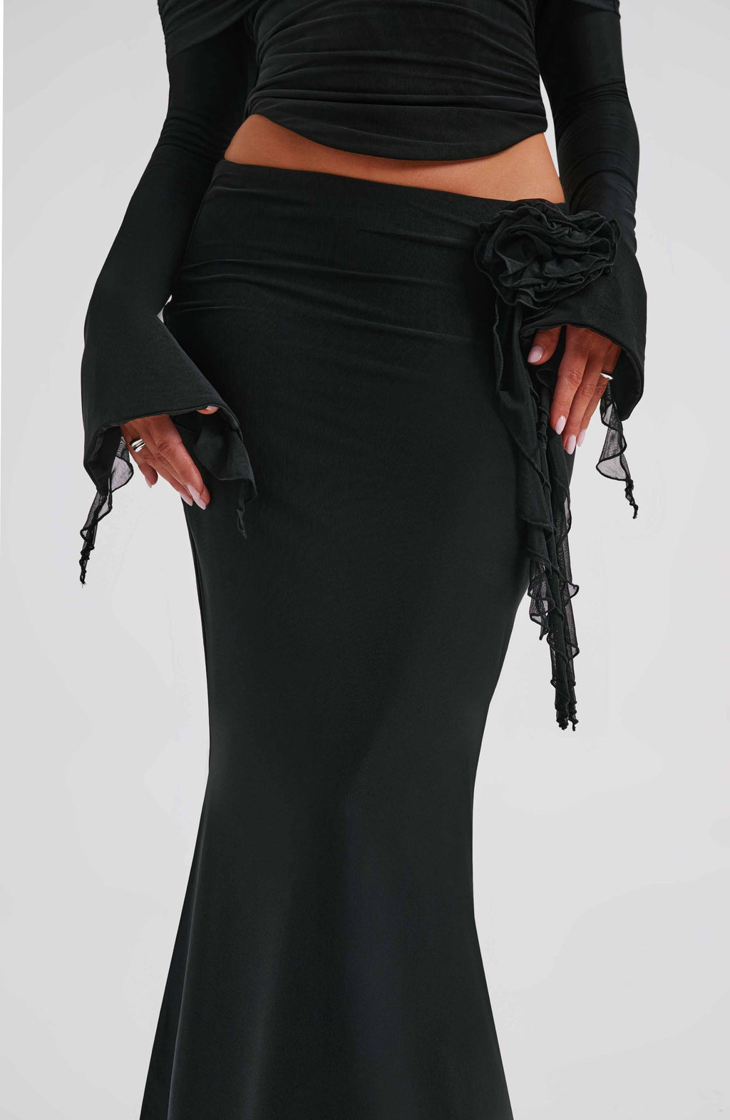 Flourenne Deemara Maxi Skirt in Black