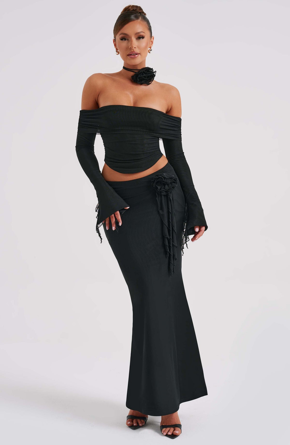 Flourenne Deemara Maxi Skirt in Black