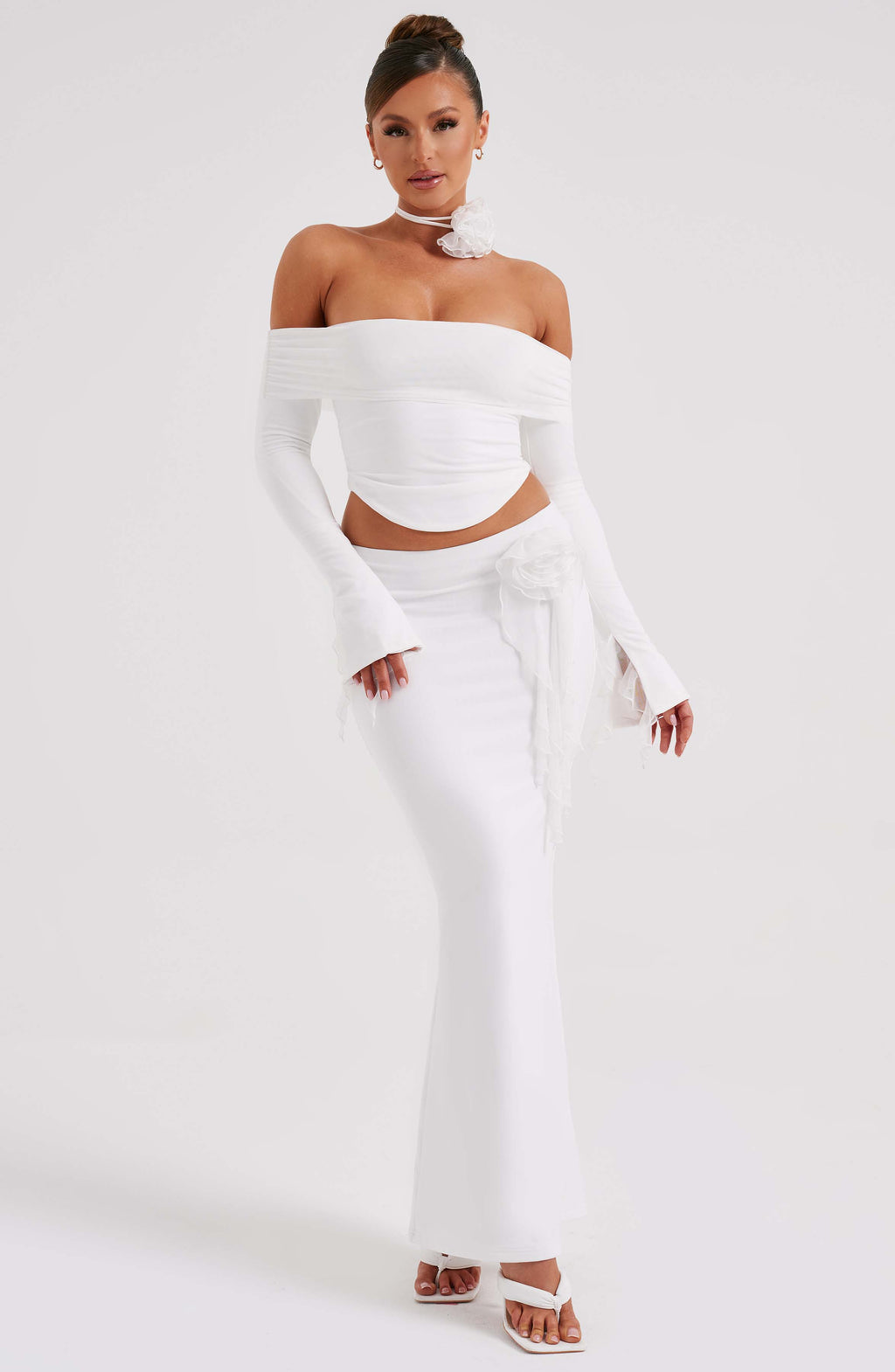 Flourenne Deemara Maxi Skirt in Ivory