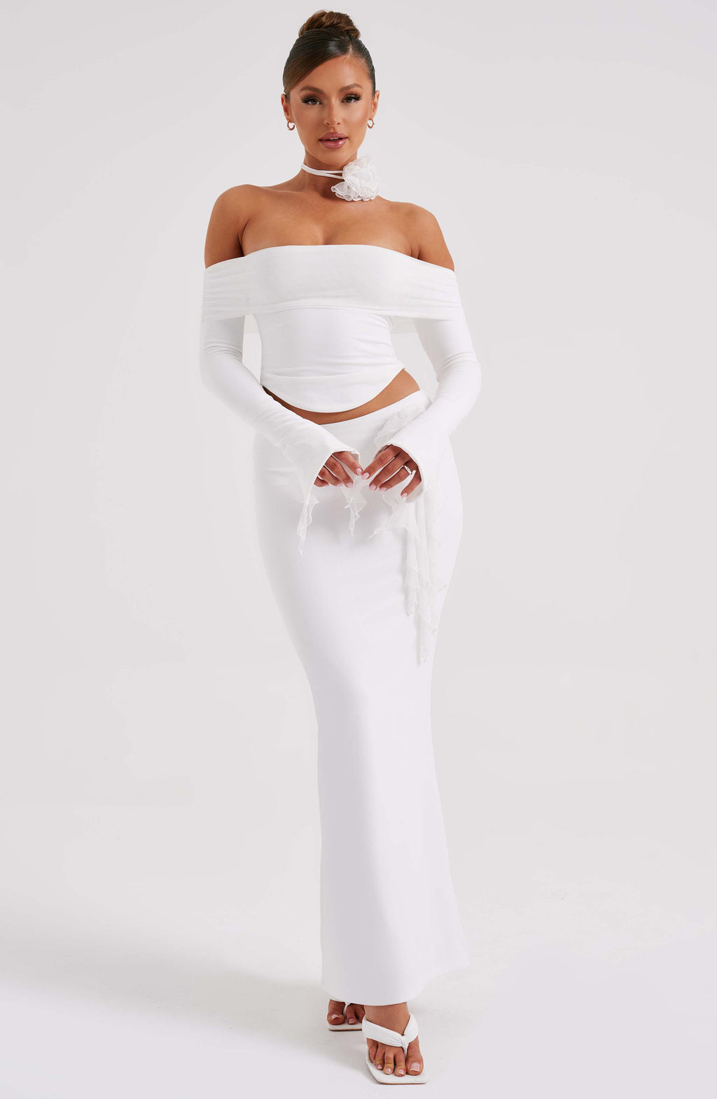Flourenne Deemara Maxi Skirt in Ivory