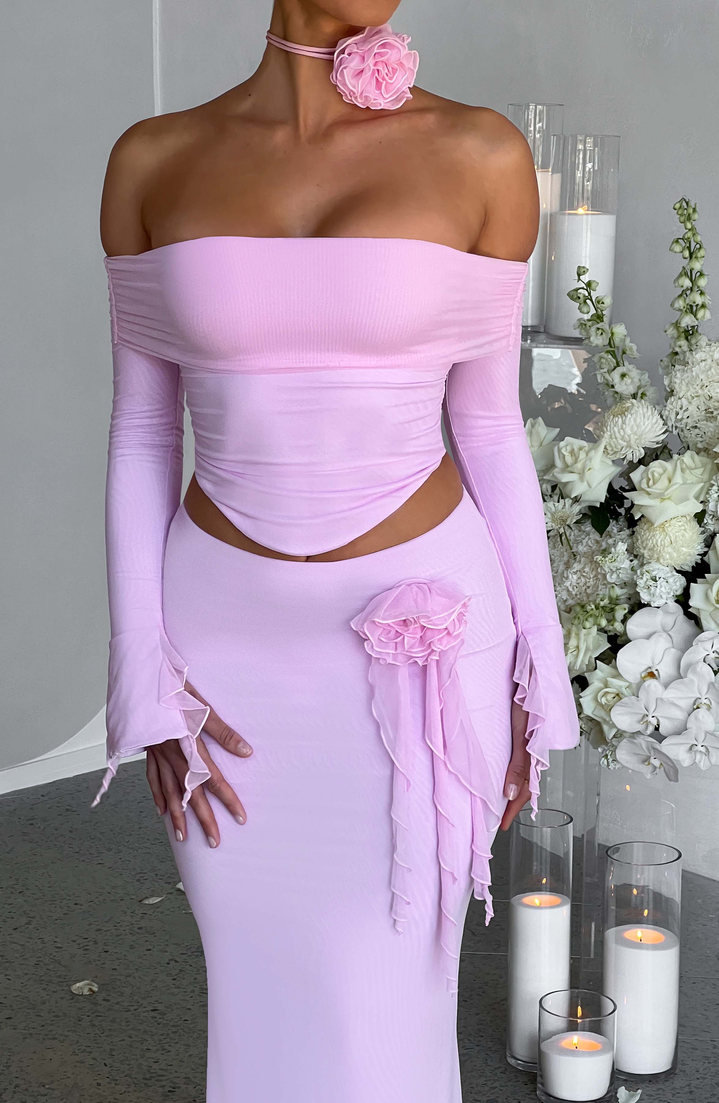 Flourenne Deemara Maxi Skirt in Pink