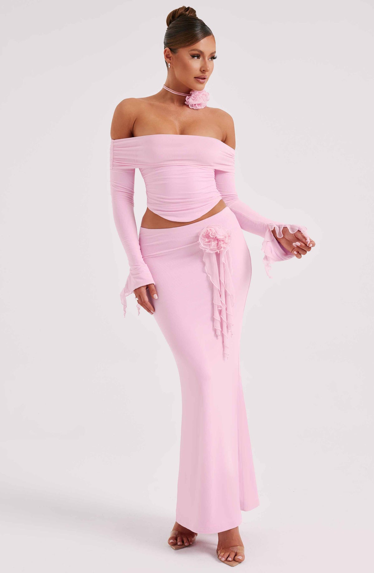 Flourenne Deemara Maxi Skirt in Pink