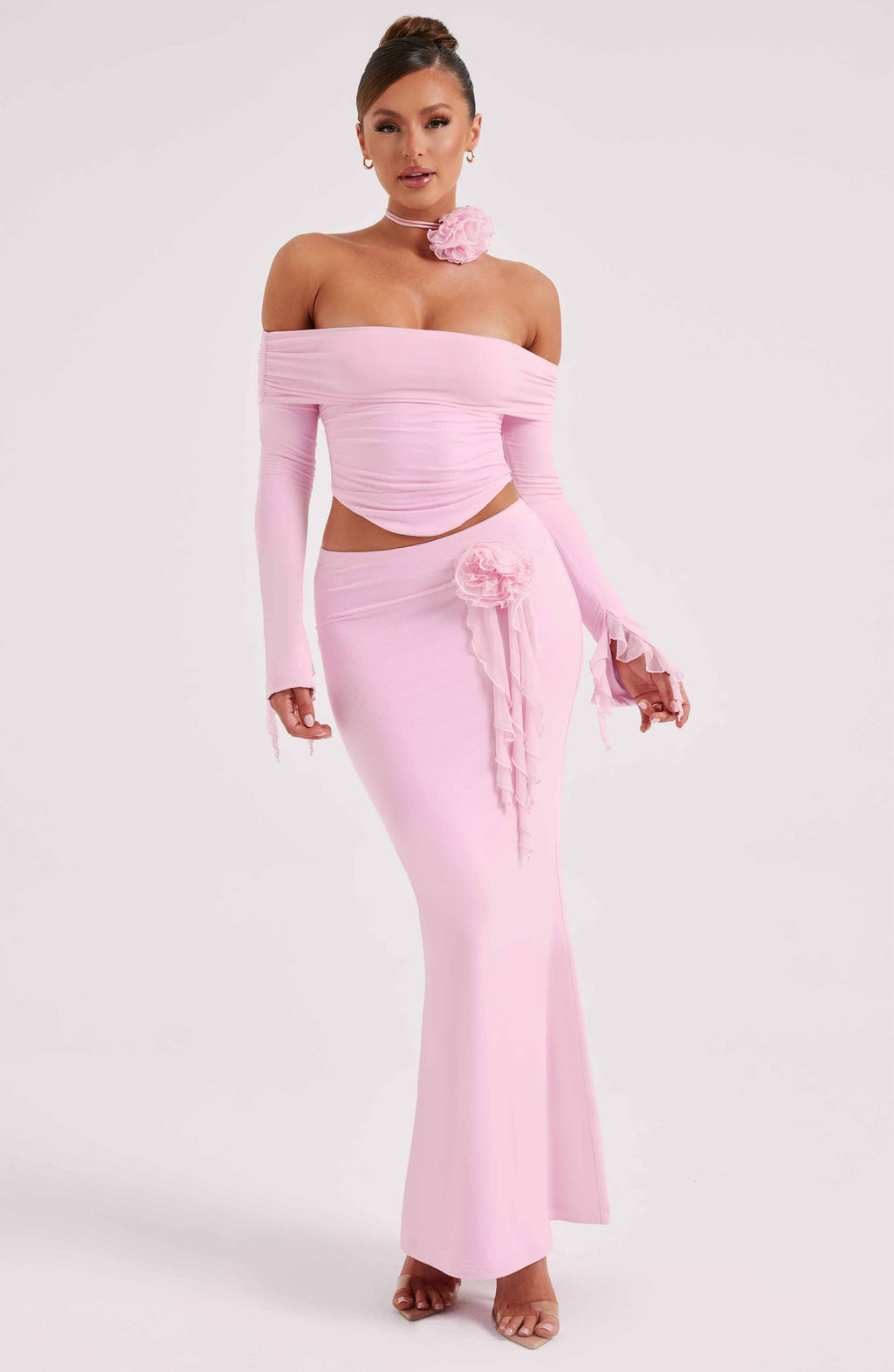 Flourenne Deemara Maxi Skirt in Pink