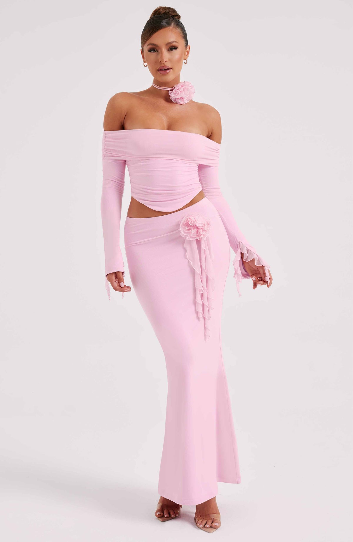 Flourenne Deemara Maxi Skirt in Pink