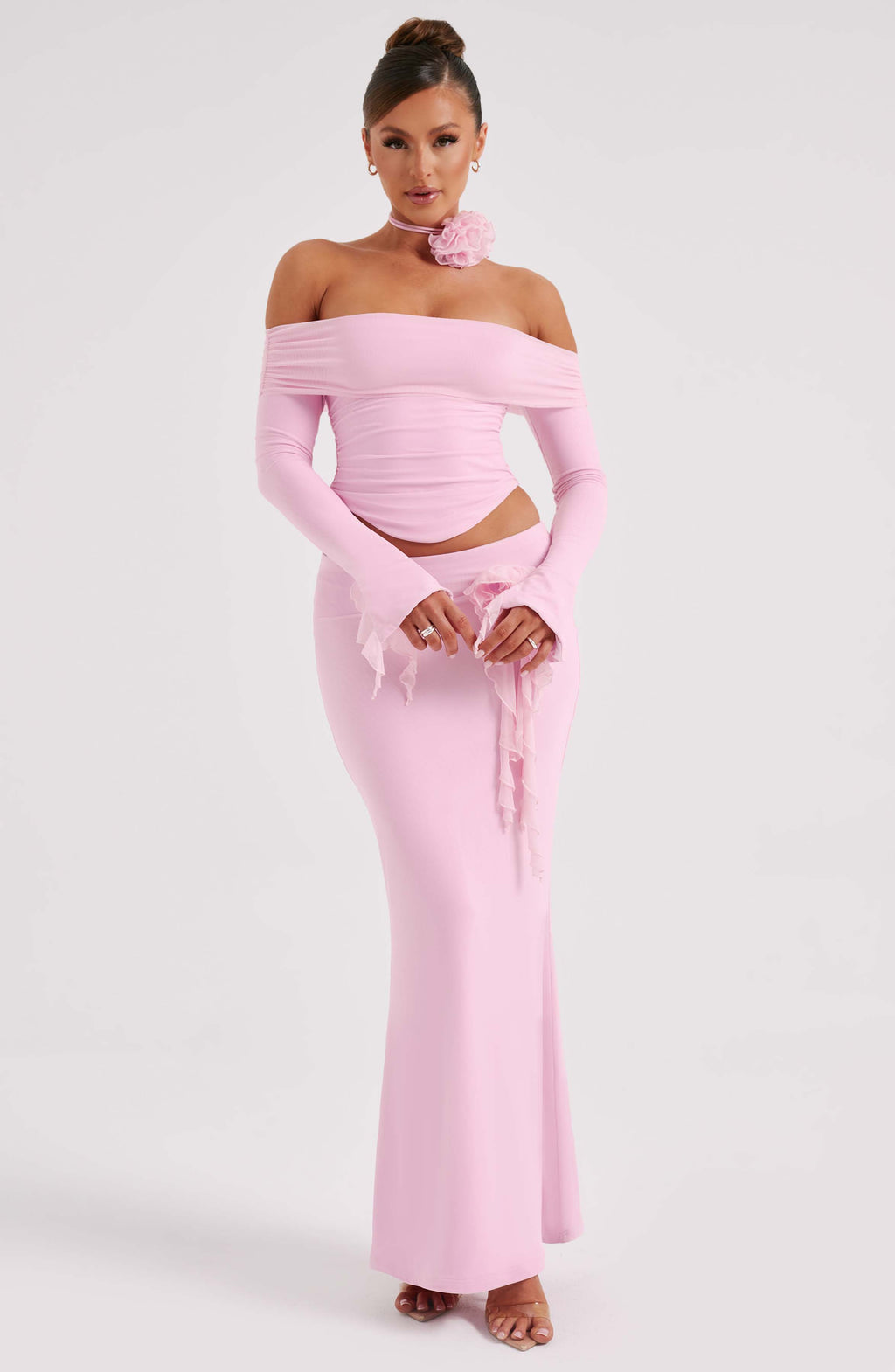 Flourenne Deemara Maxi Skirt in Pink