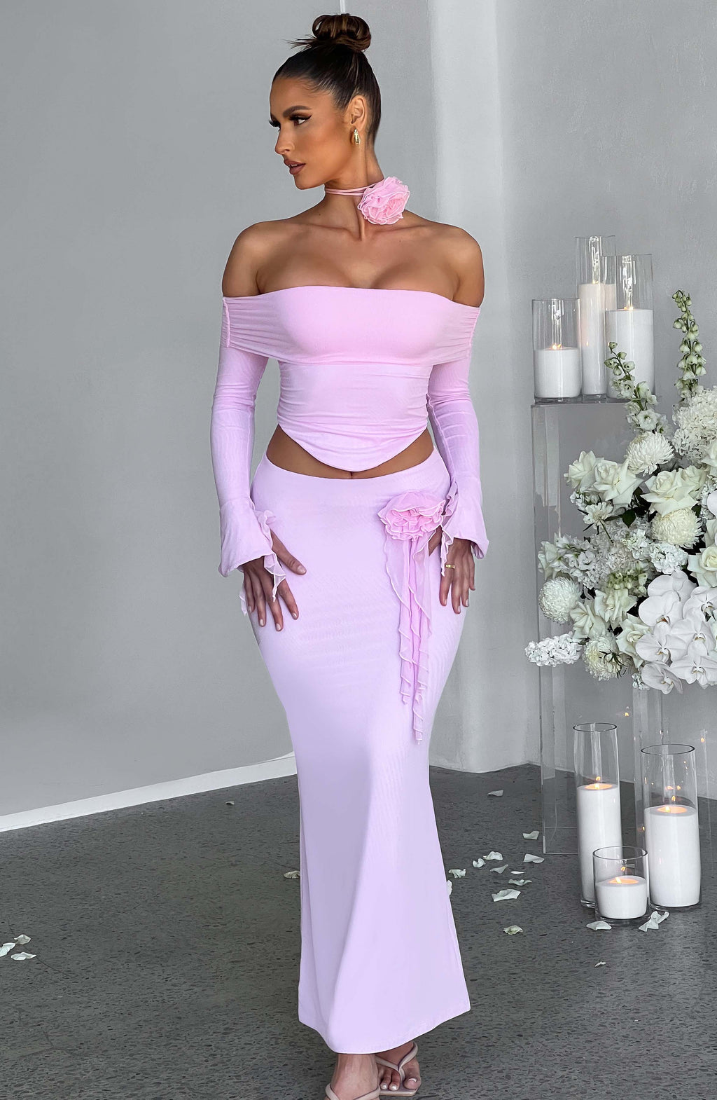 Flourenne Deemara Maxi Skirt in Pink