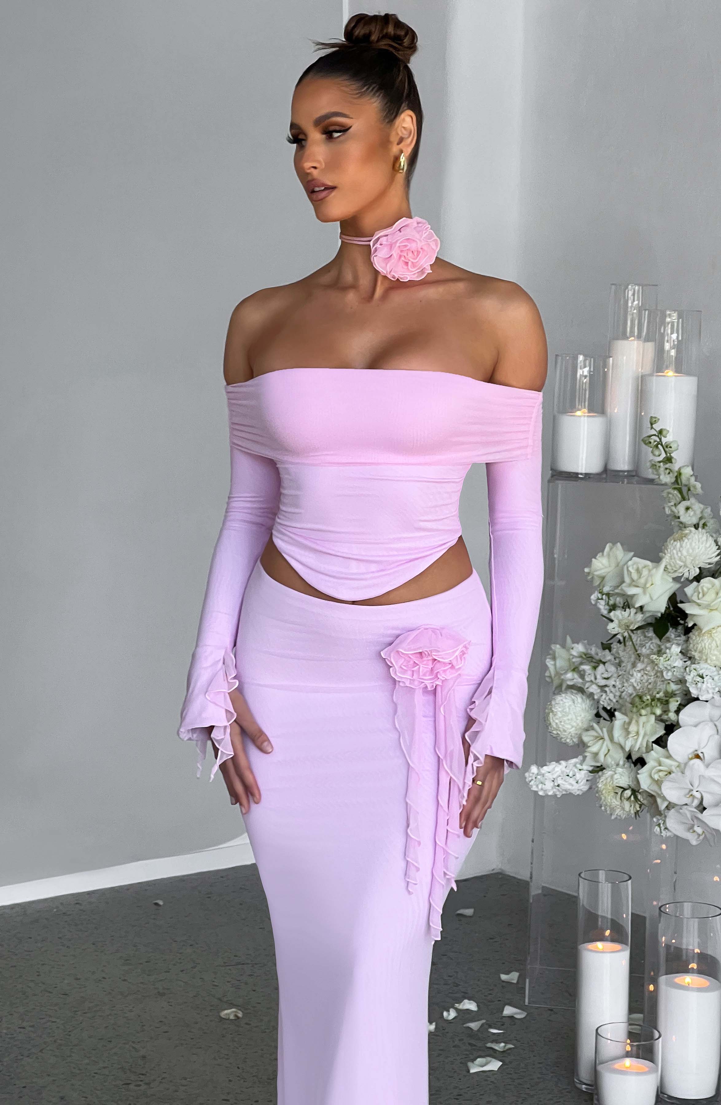 Flourenne Deemara Maxi Skirt in Pink