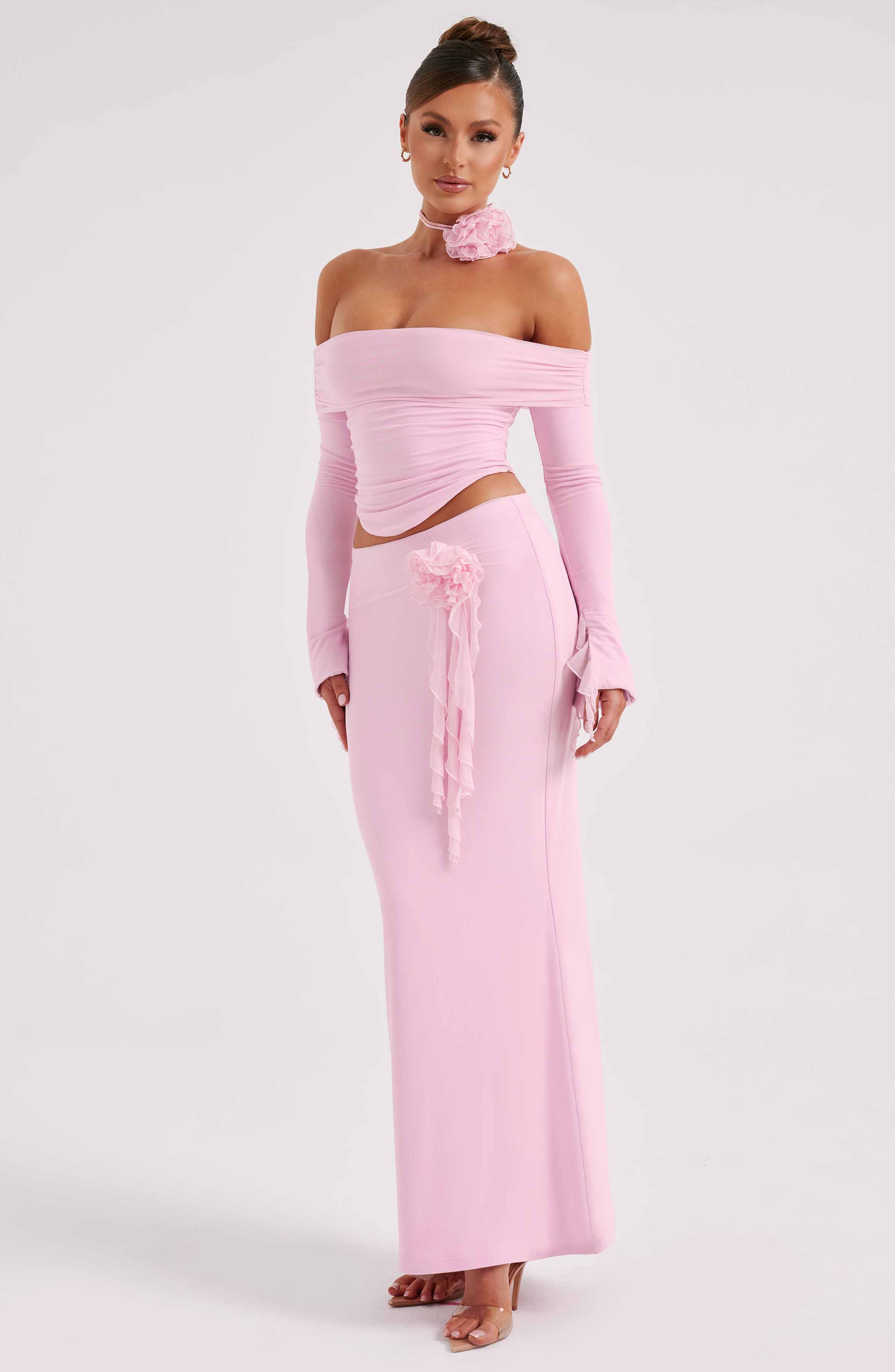 Flourenne Deemara Maxi Skirt in Pink