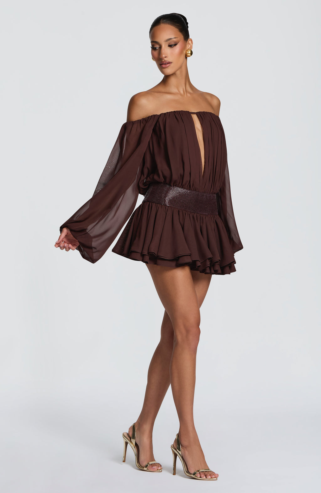 Flourenne Dejana Playsuit in Plum Brown