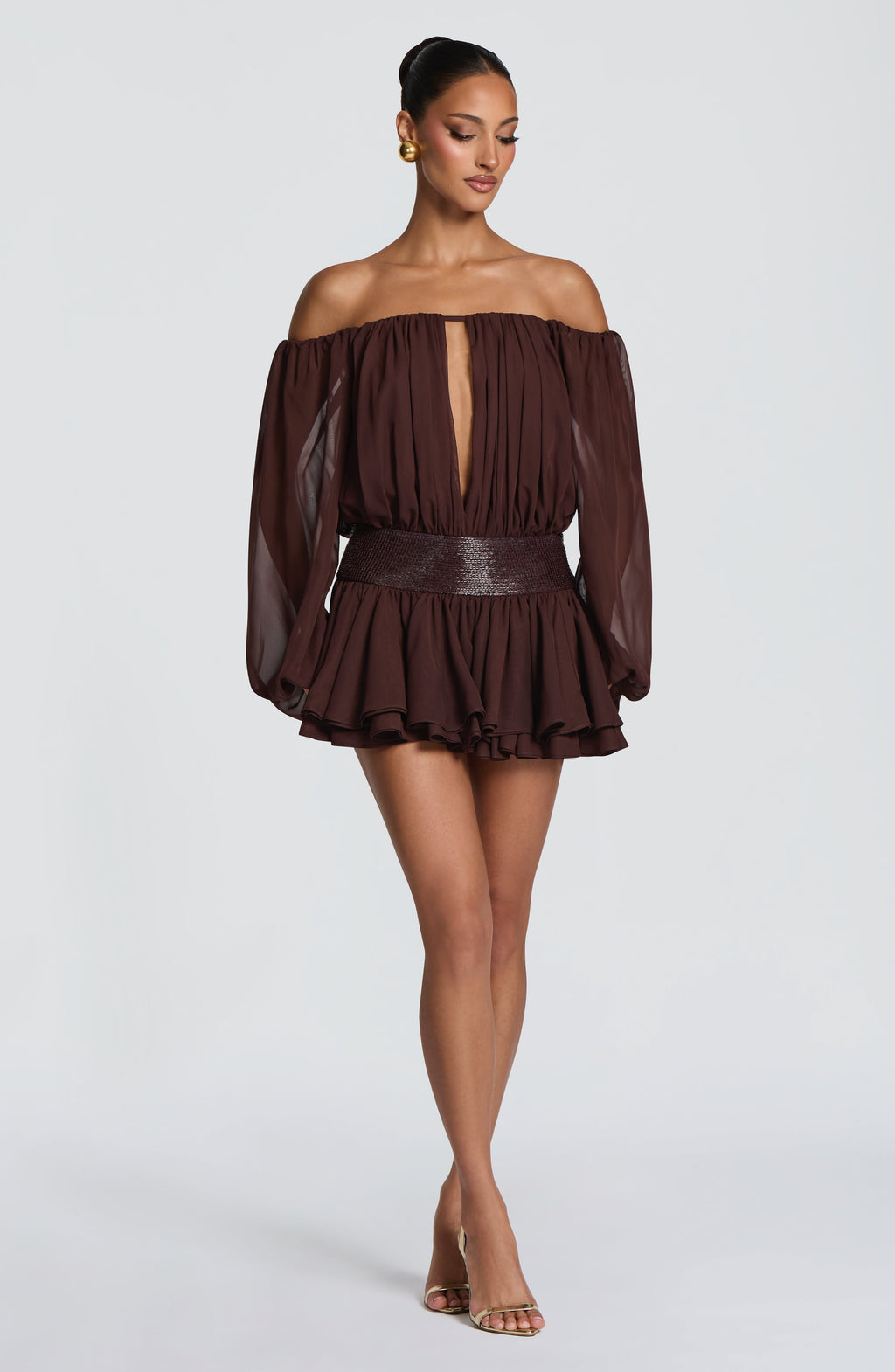 Flourenne Dejana Playsuit in Plum Brown