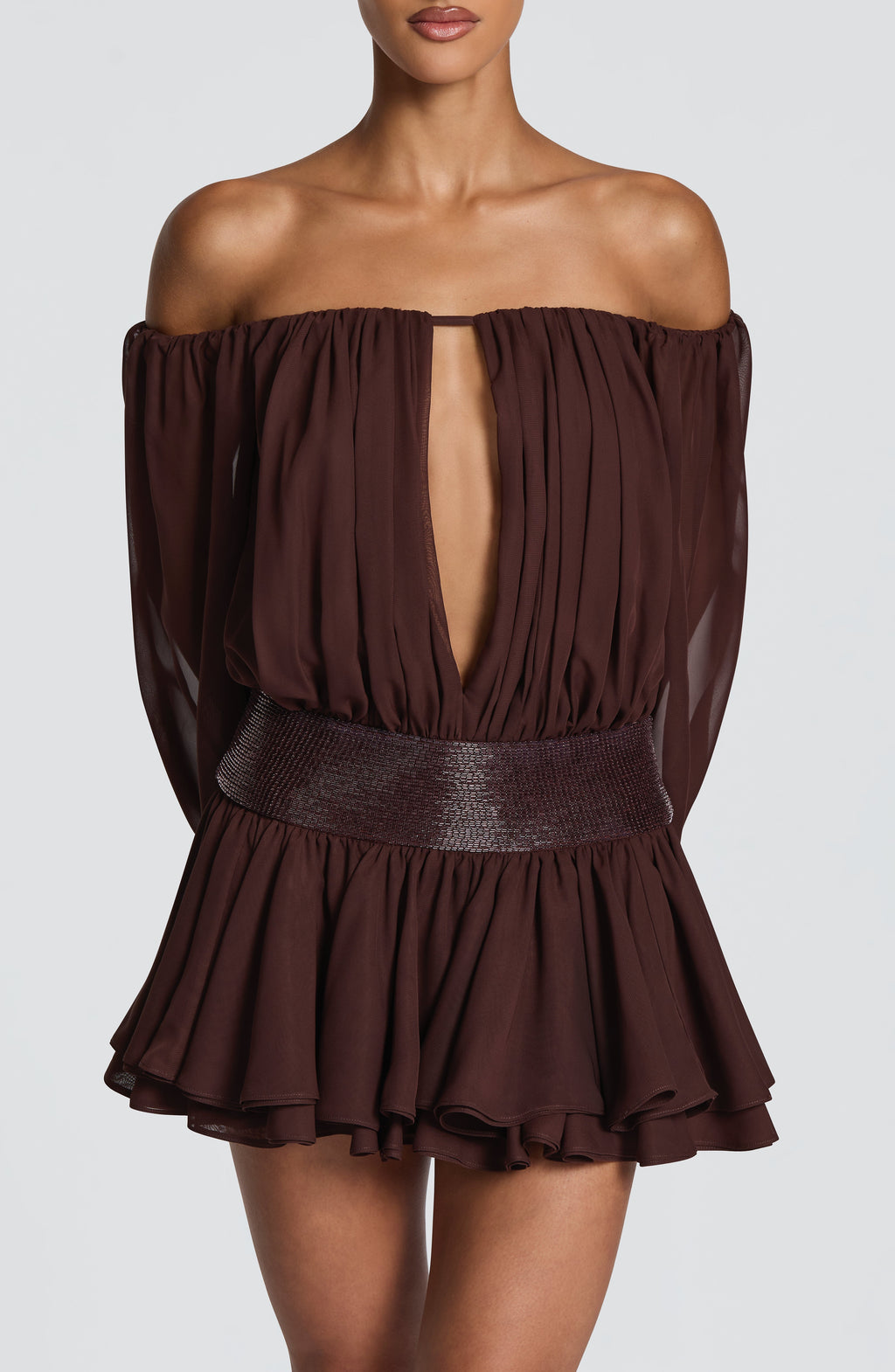 Flourenne Dejana Playsuit in Plum Brown