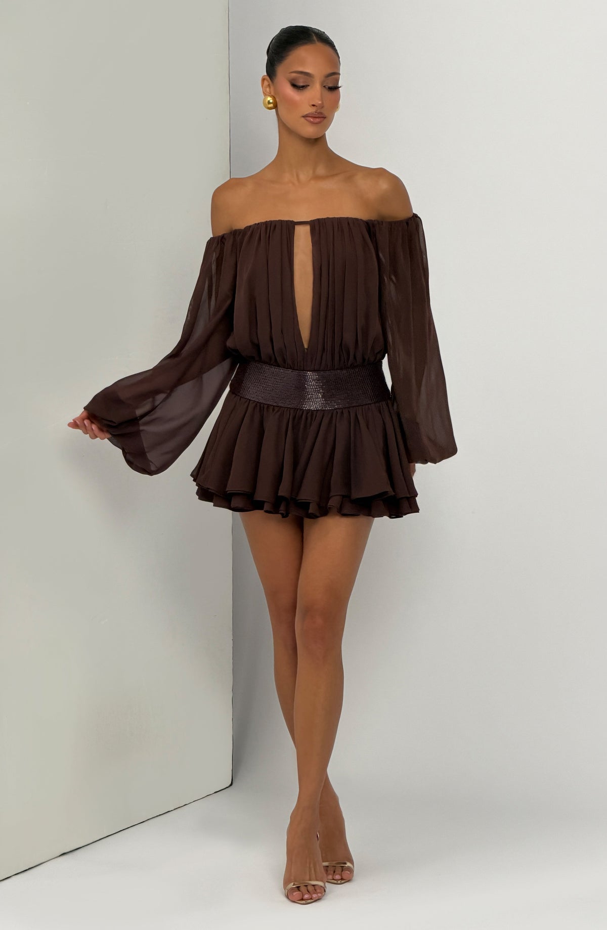 Flourenne Dejana Playsuit in Plum Brown