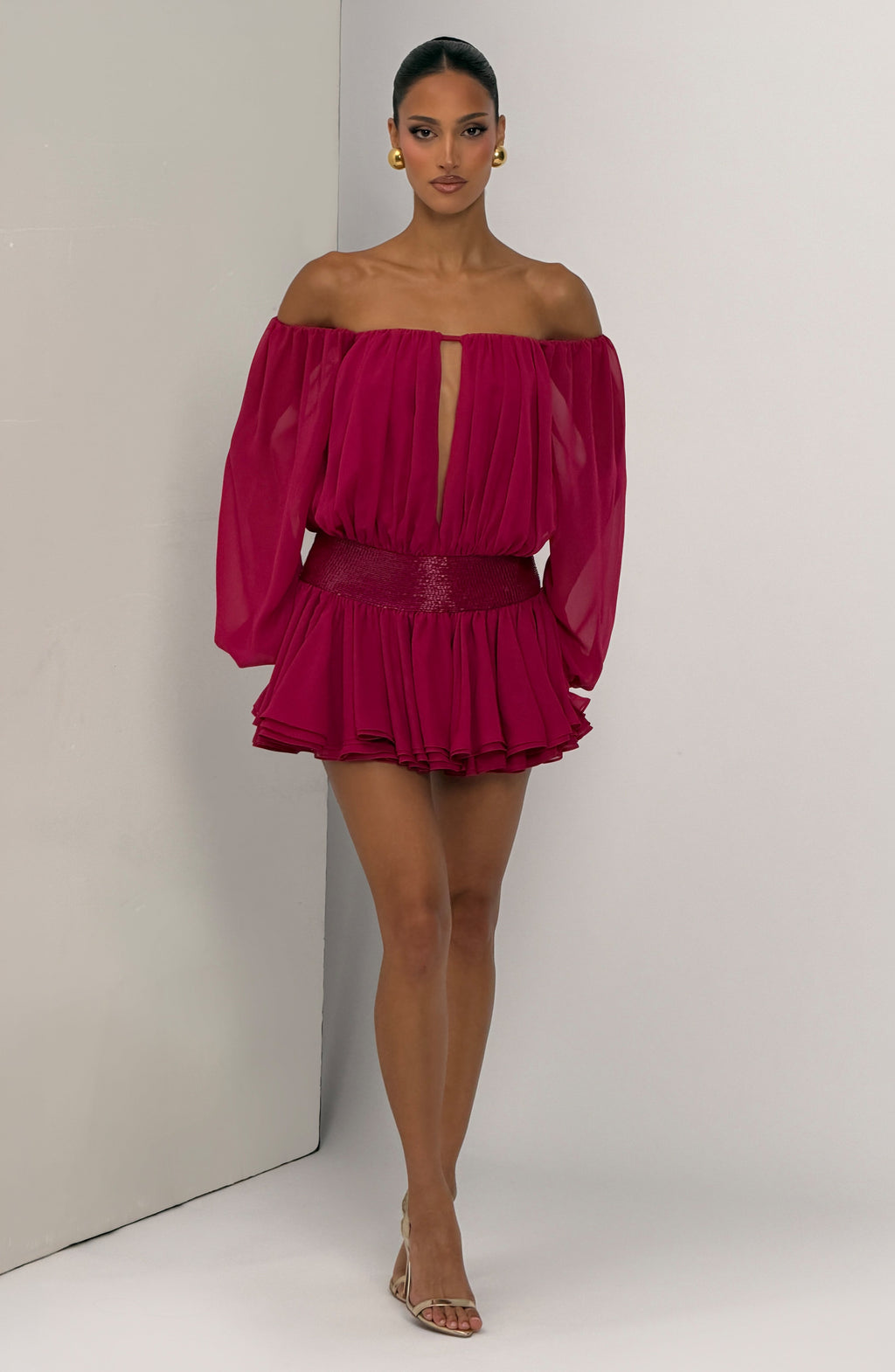 Flourenne Dejana Playsuit in Raspberry