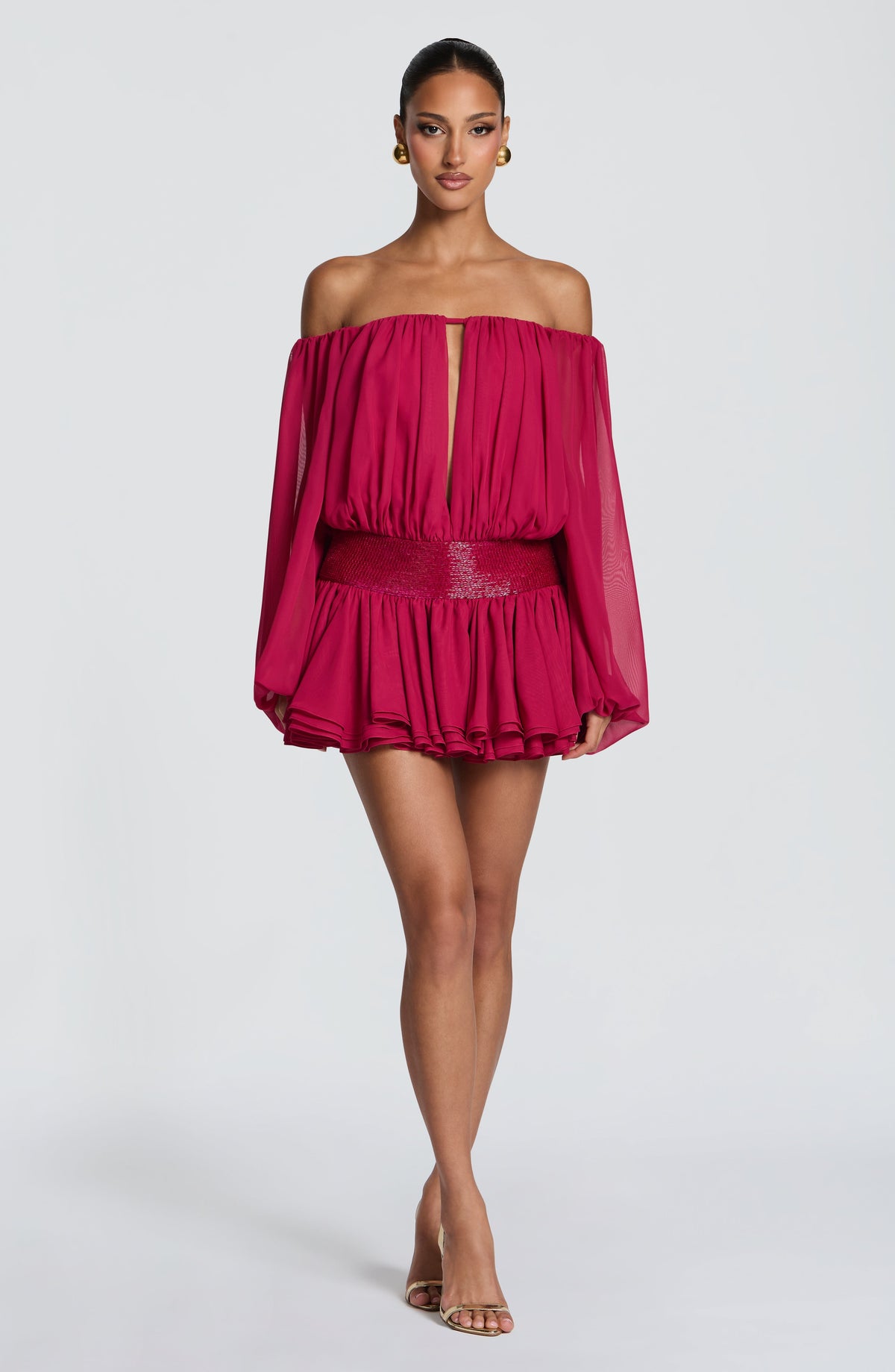 Flourenne Dejana Playsuit in Raspberry