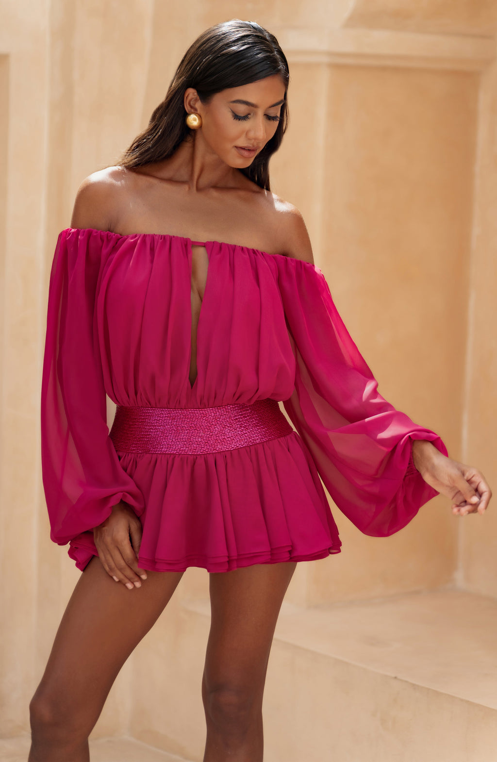 Flourenne Dejana Playsuit in Raspberry