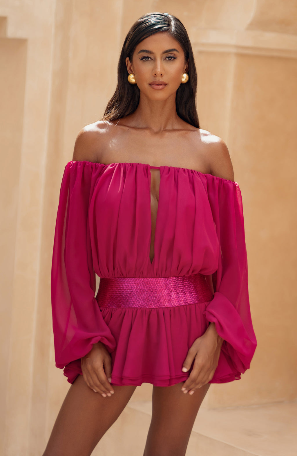 Flourenne Dejana Playsuit in Raspberry