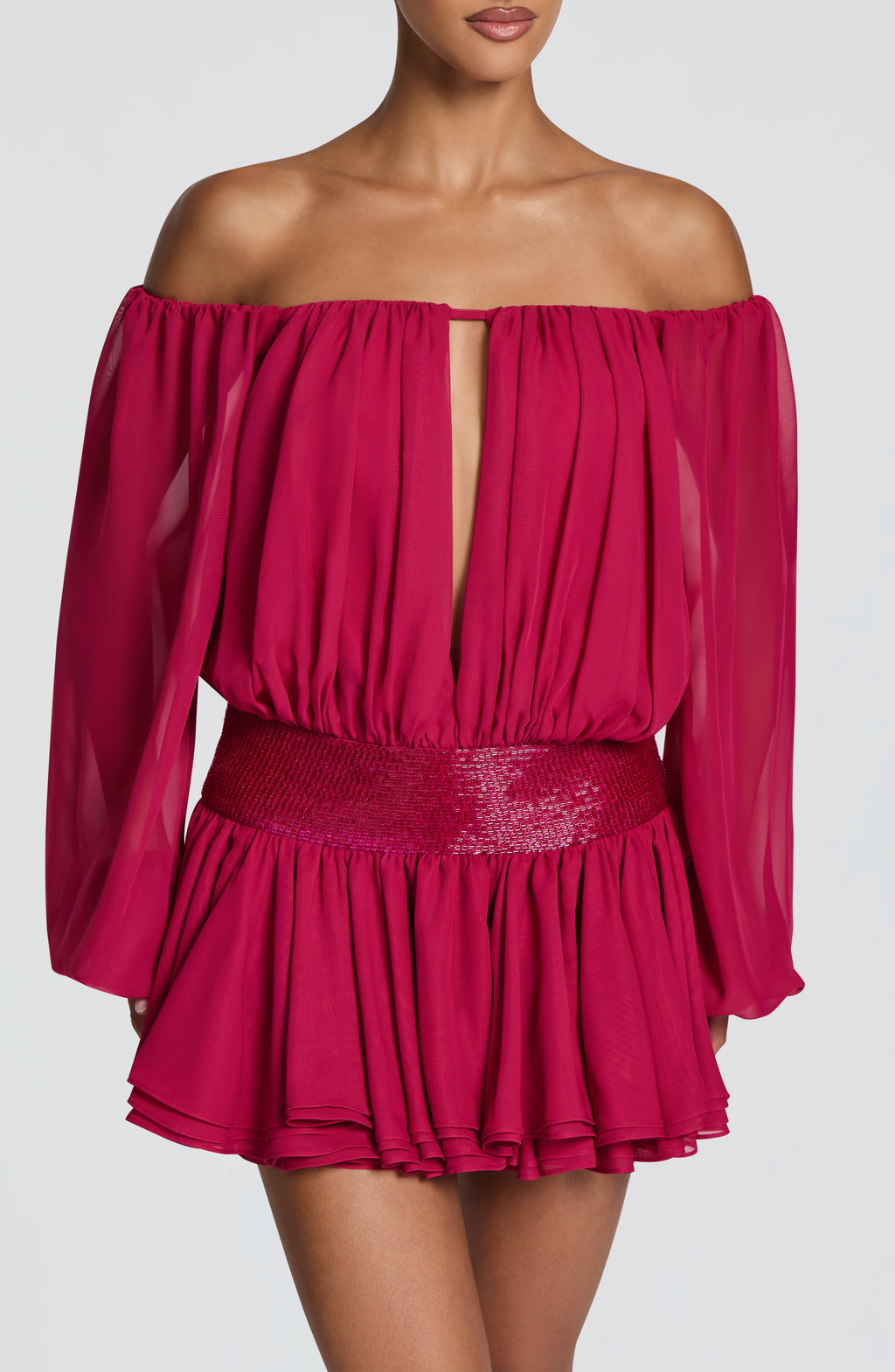 Flourenne Dejana Playsuit in Raspberry