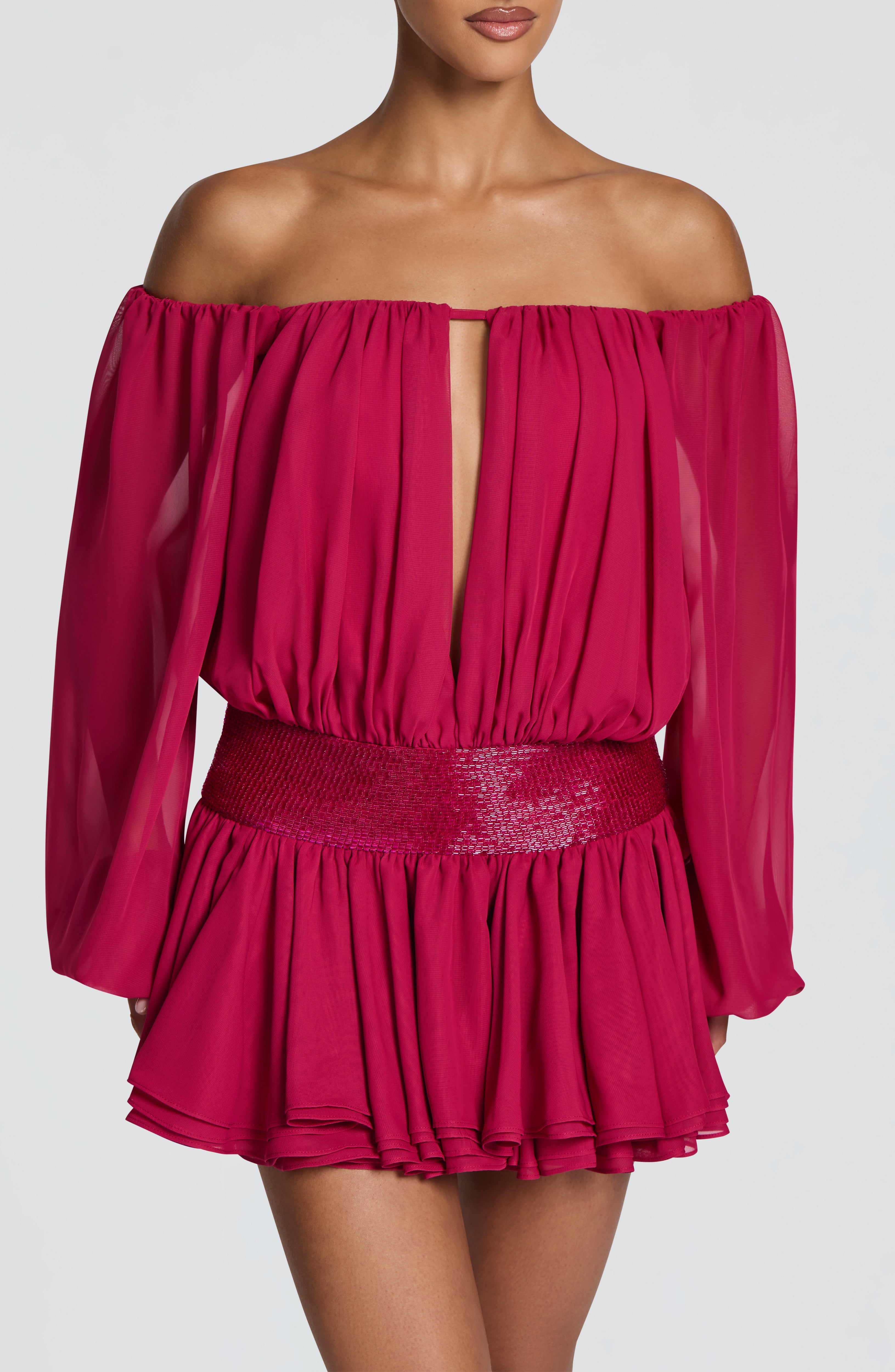 Flourenne Dejana Playsuit in Raspberry