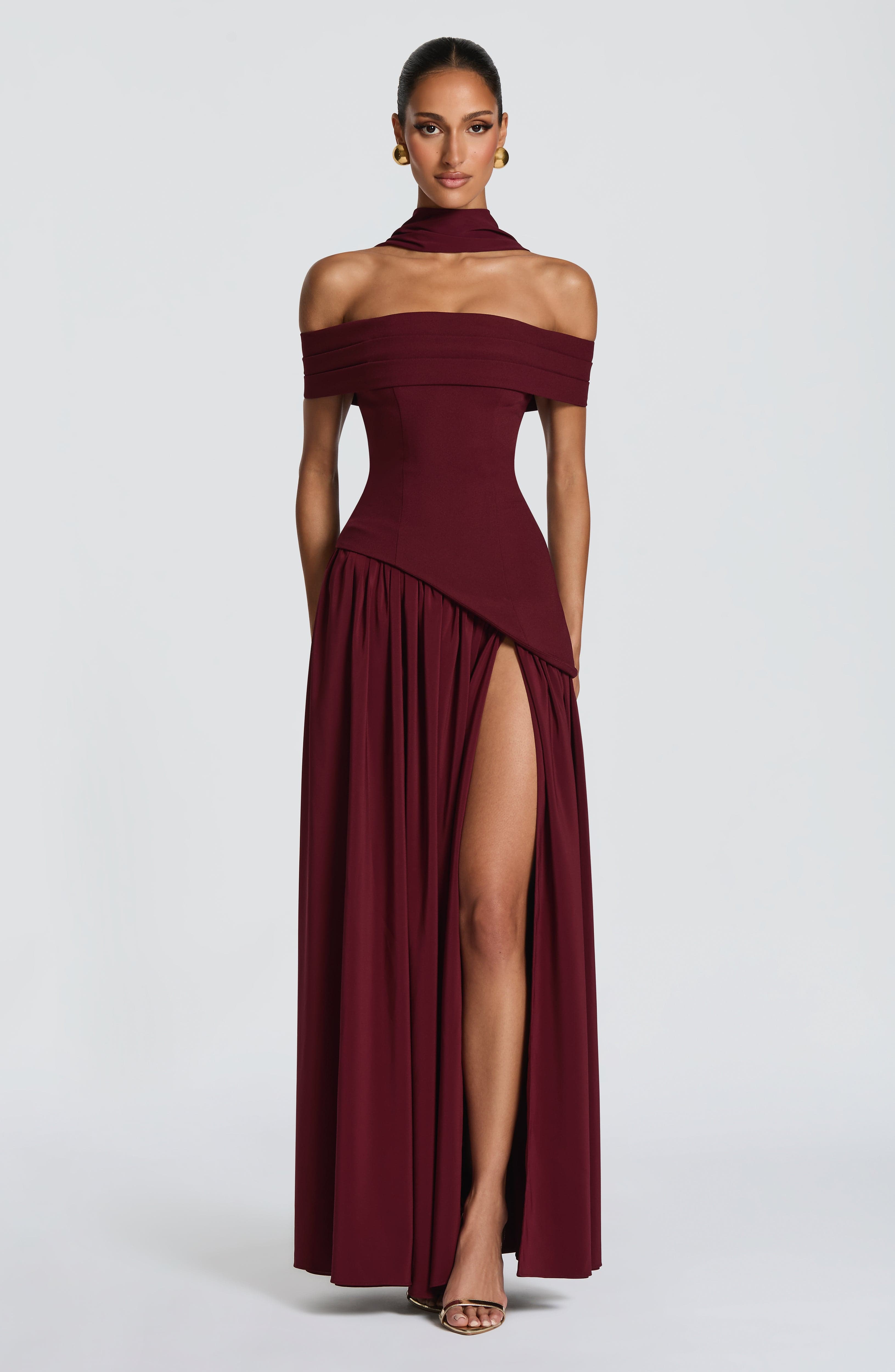 Flourenne Delilia Maxi Dress in Cherry Lacquer