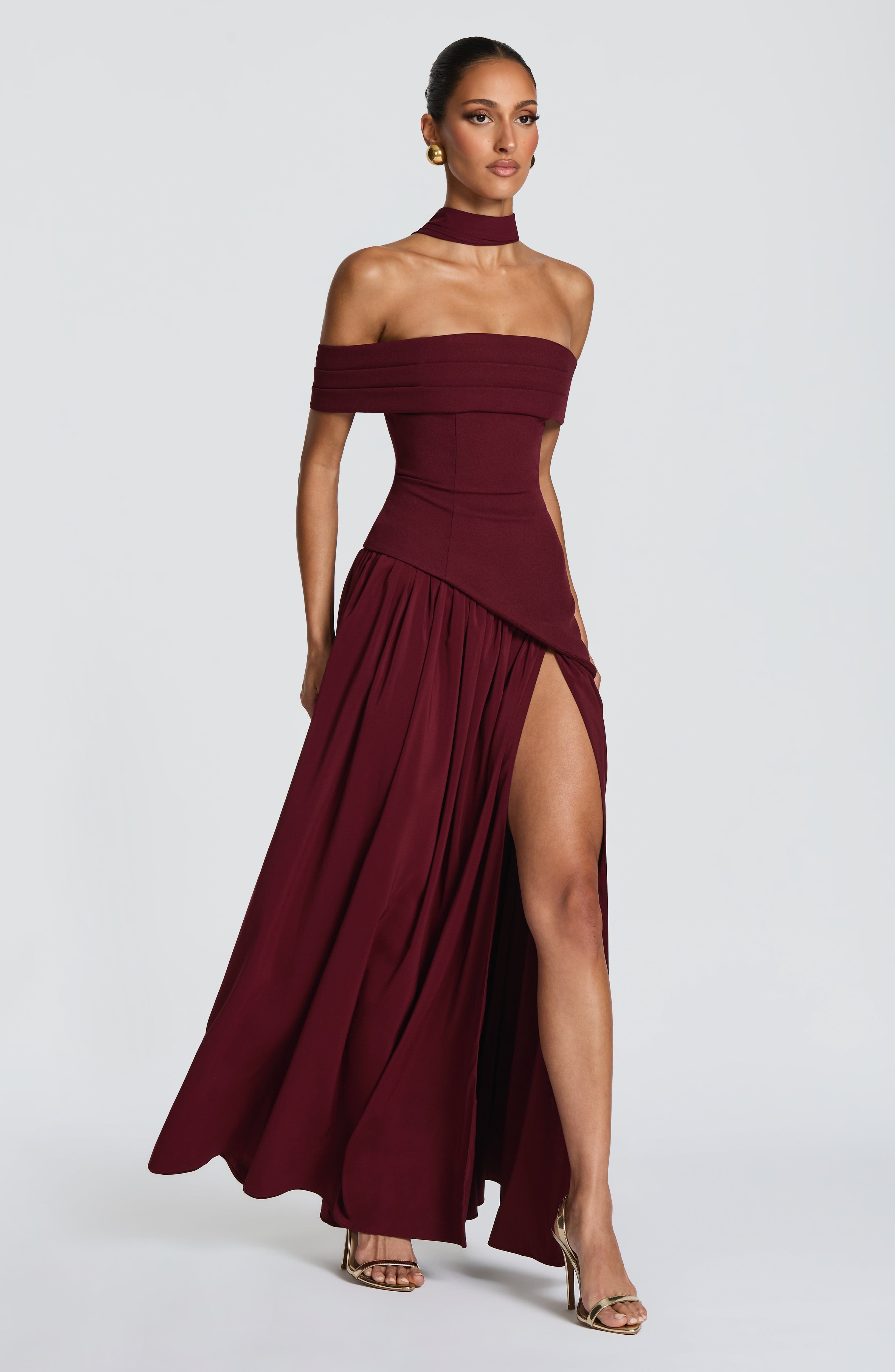 Flourenne Delilia Maxi Dress in Cherry Lacquer