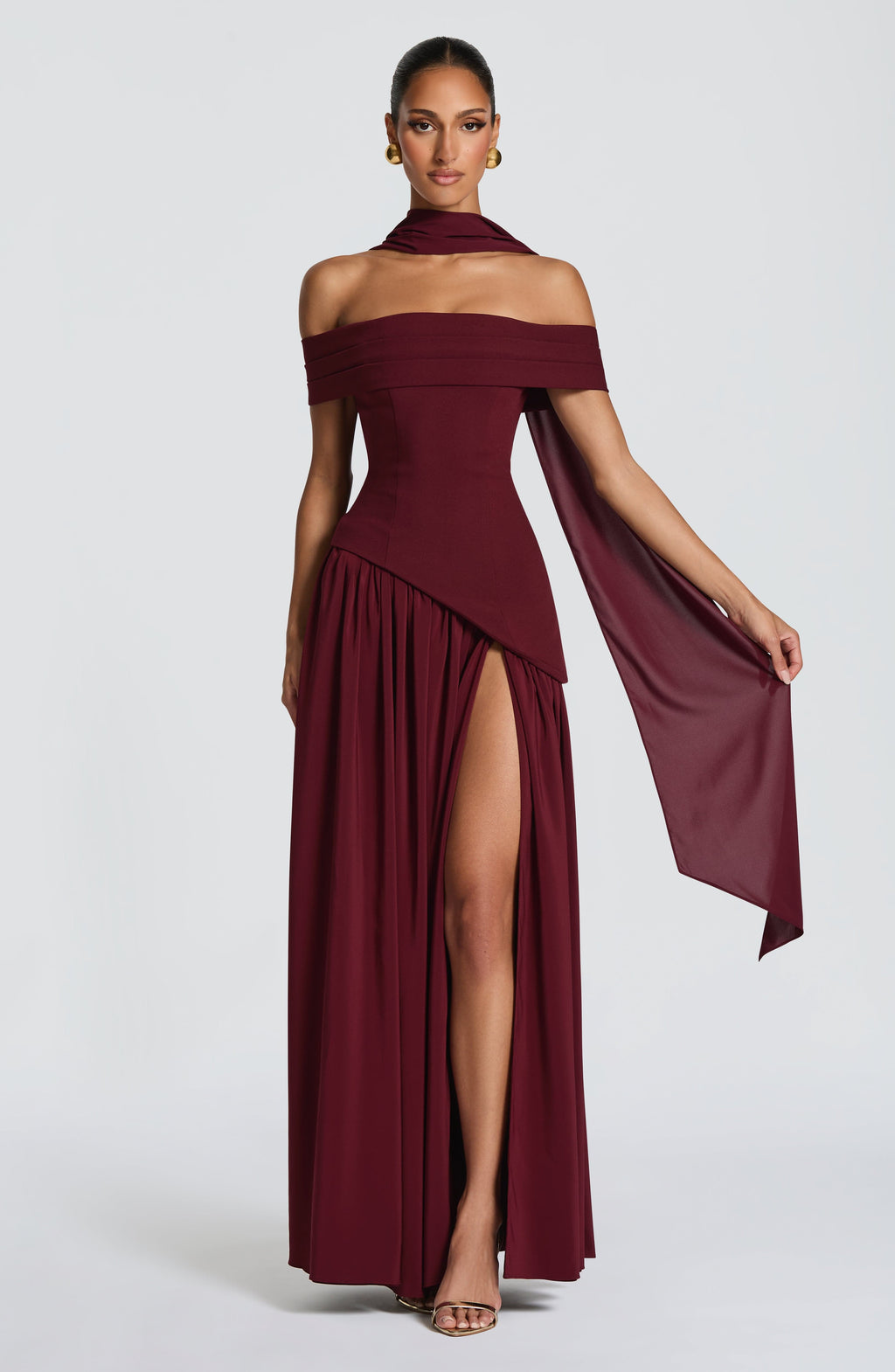 Flourenne Delilia Maxi Dress in Cherry Lacquer