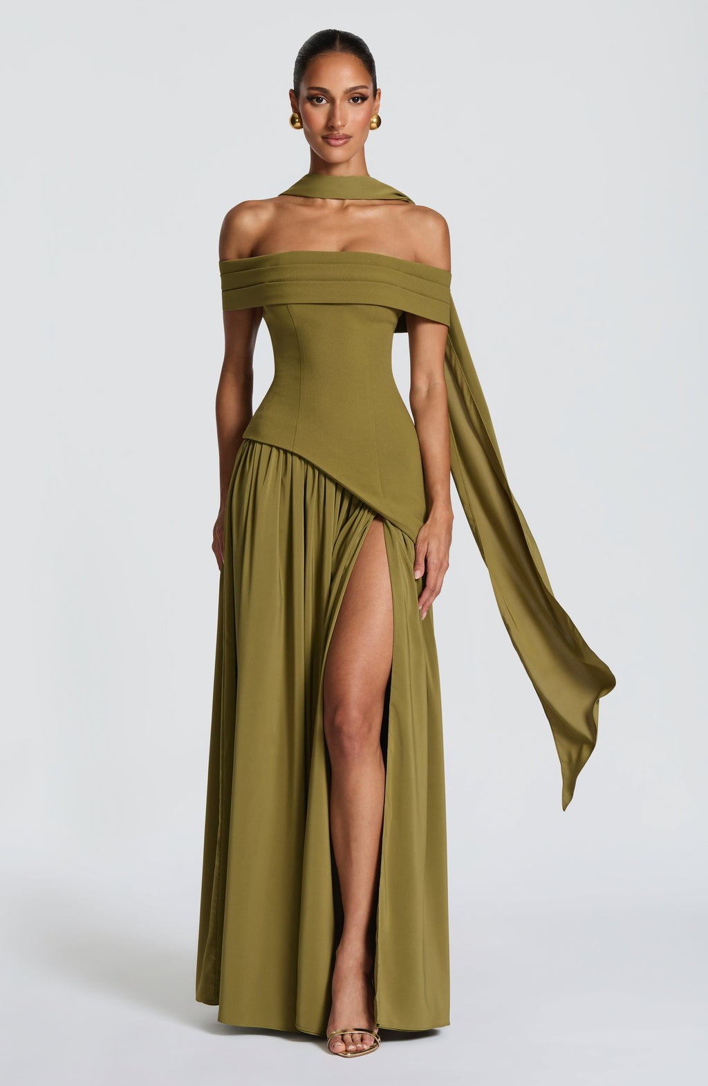 Flourenne Delisha Maxi Dress in Deep Olive