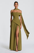 Flourenne Delisha Maxi Dress in Deep Olive