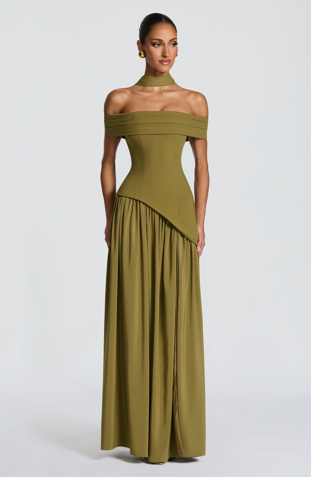 Flourenne Delisha Maxi Dress in Deep Olive