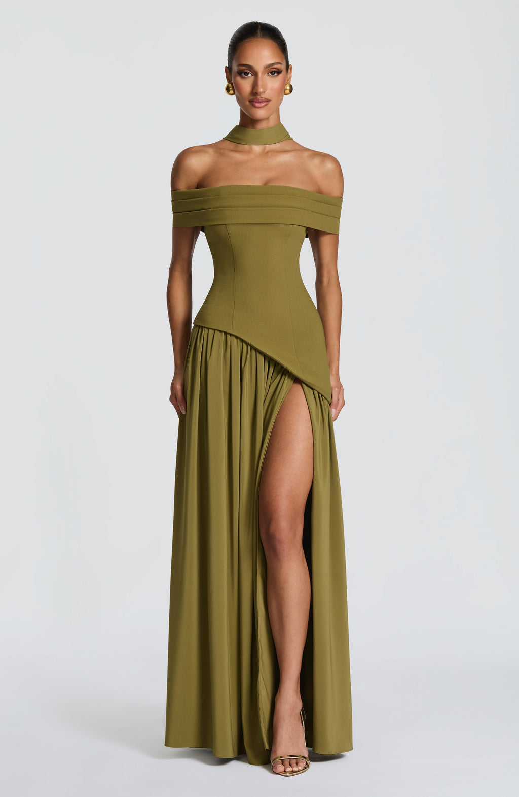 Flourenne Delisha Maxi Dress in Deep Olive
