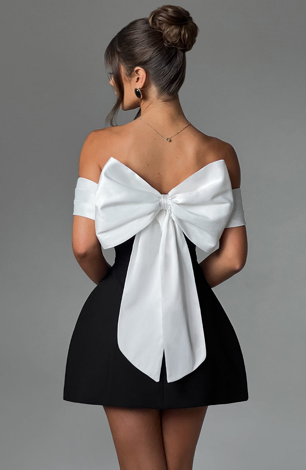 Flourenne Deltara Mini Dress in Black/White