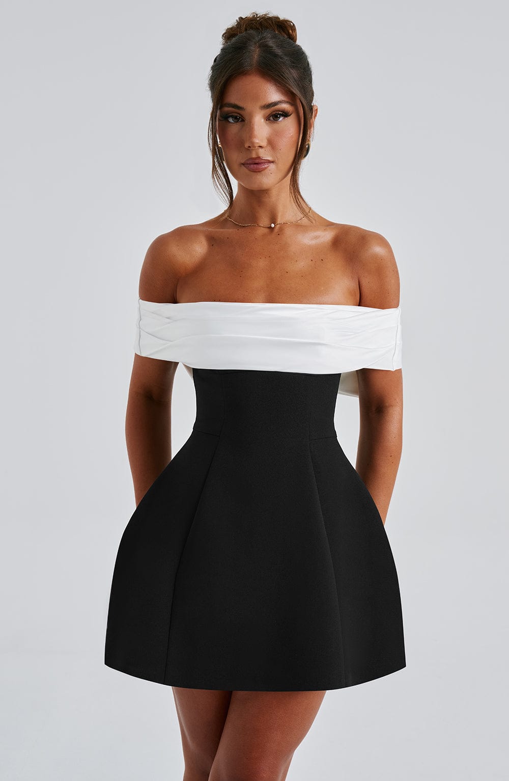 Flourenne Deltara Mini Dress in Black/White