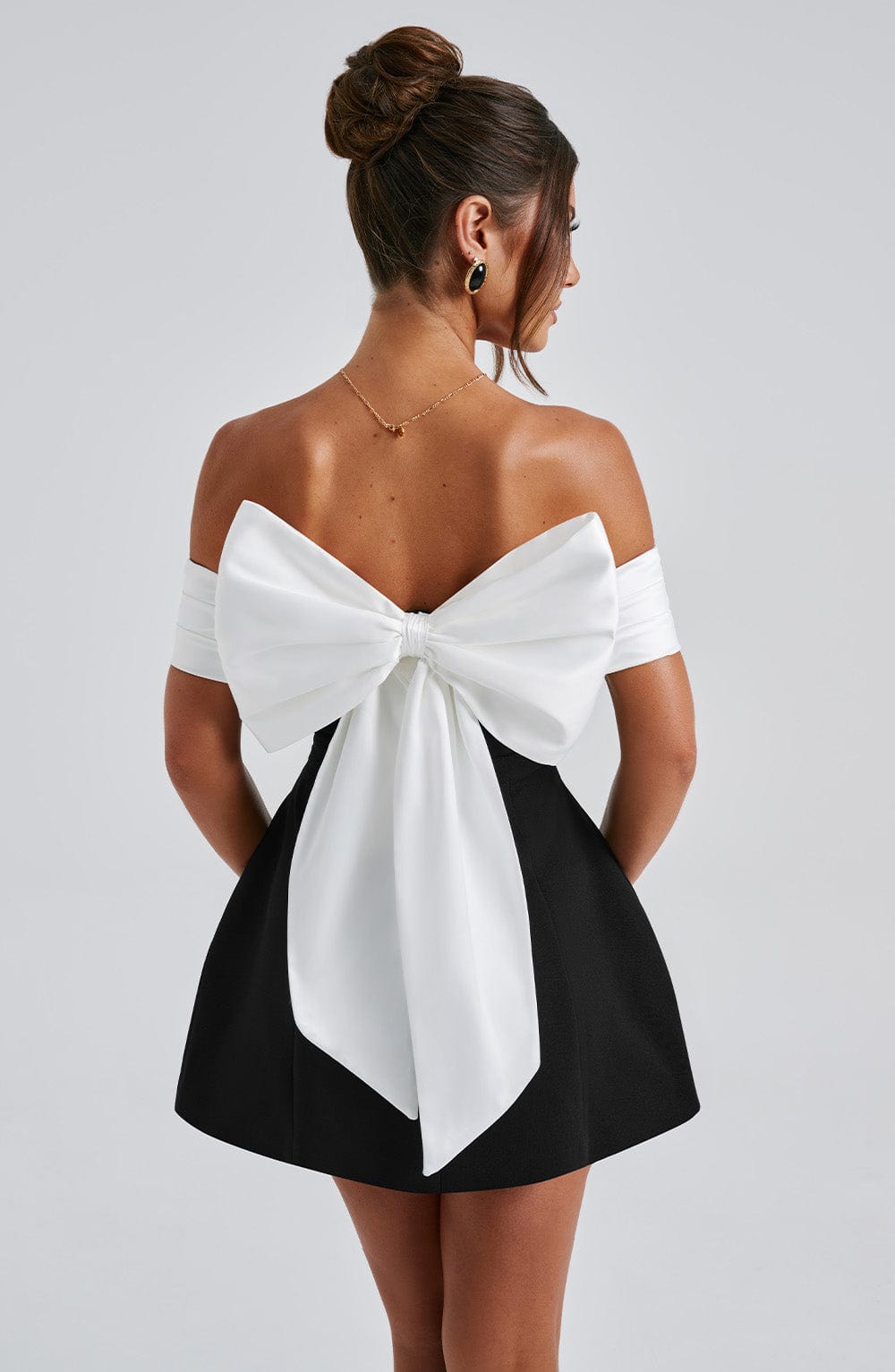 Flourenne Deltara Mini Dress in Black/White