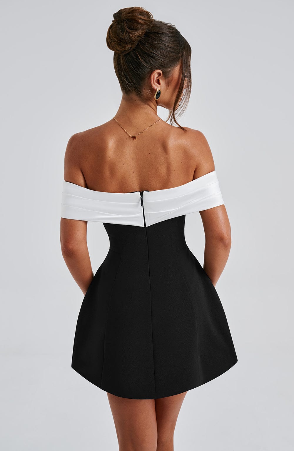 Flourenne Deltara Mini Dress in Black/White