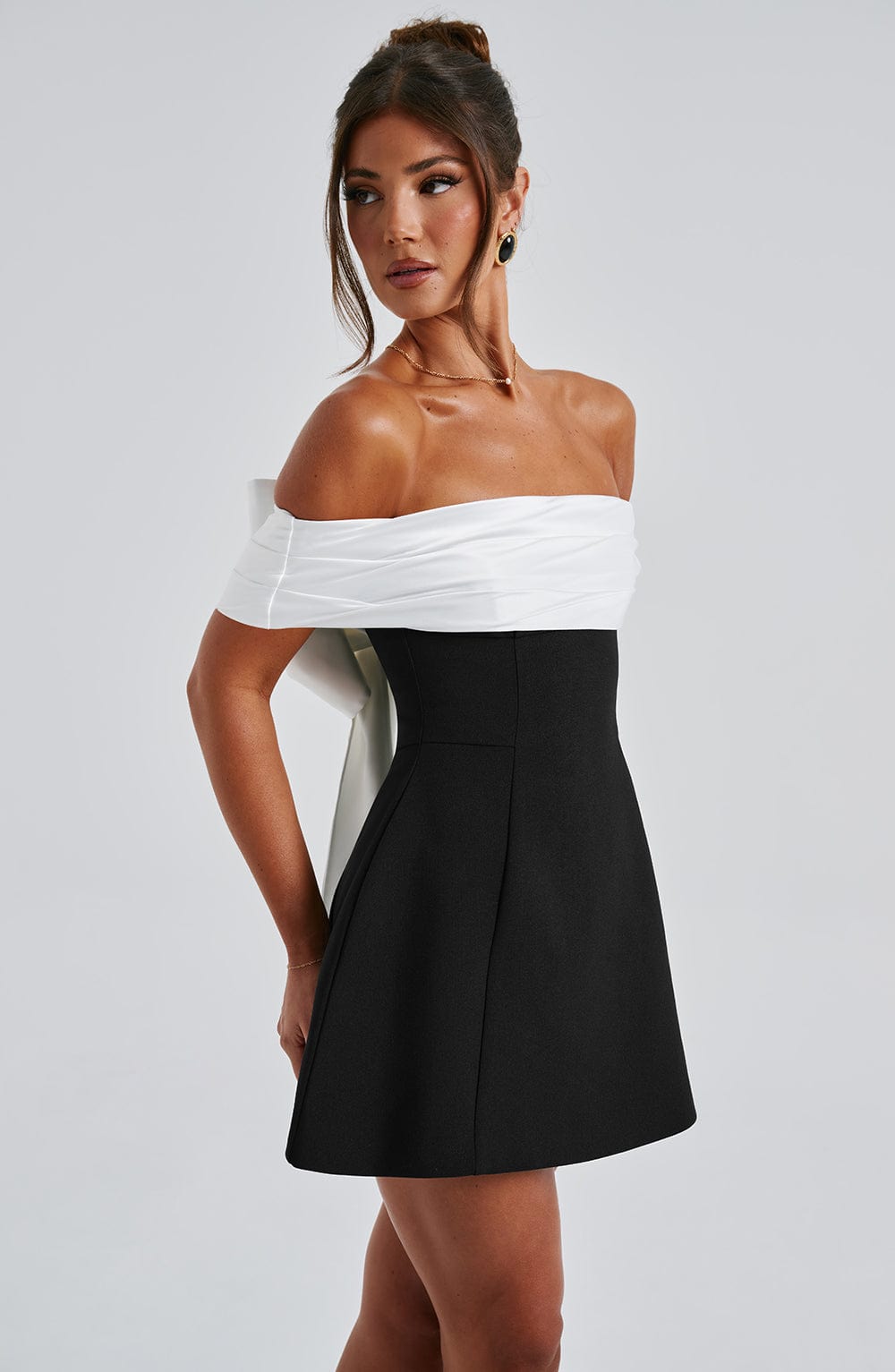 Flourenne Deltara Mini Dress in Black/White