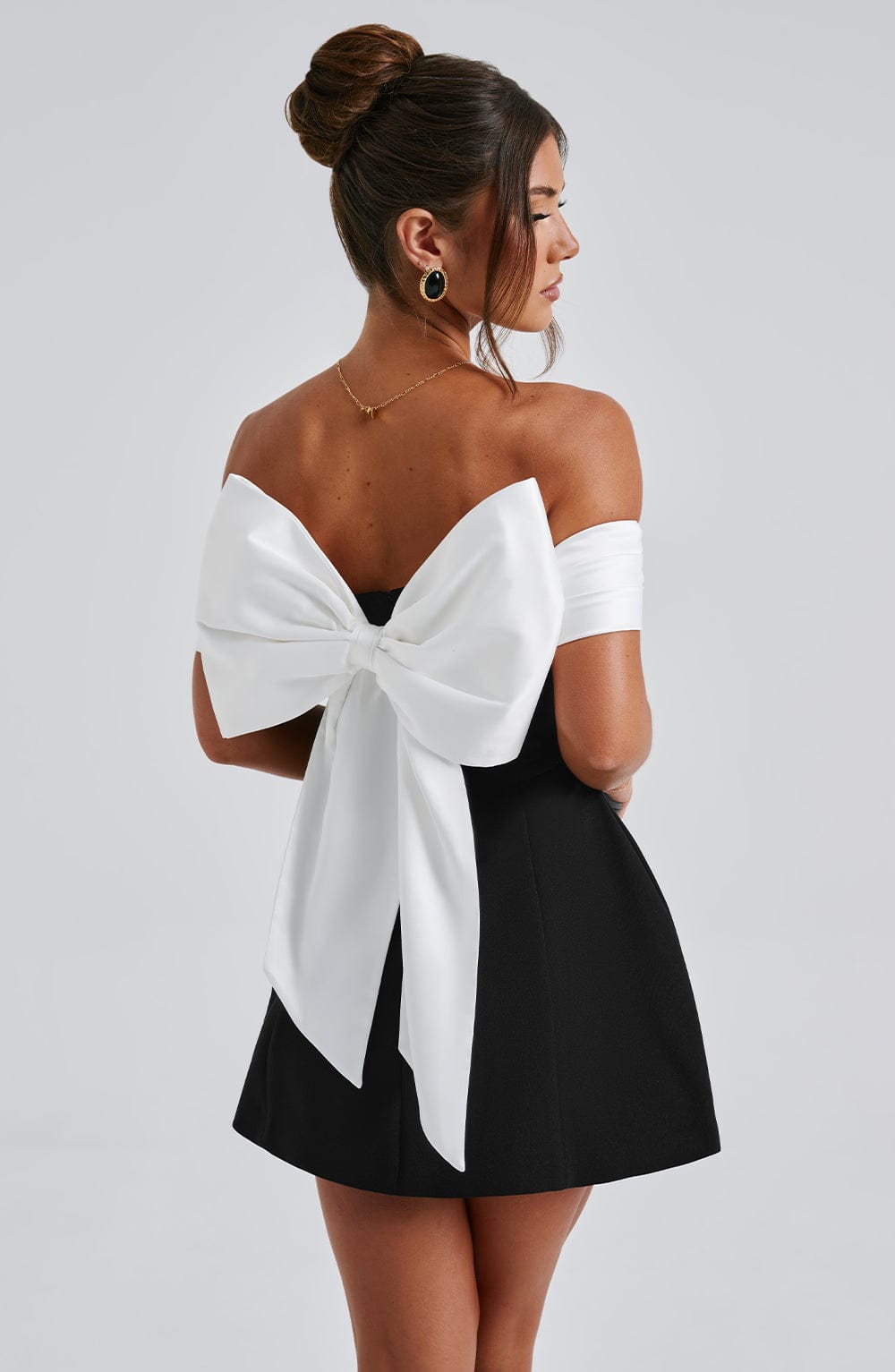 Flourenne Deltara Mini Dress in Black/White