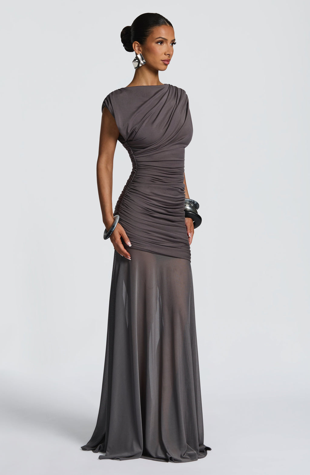 Flourenne Demelia Maxi Dress in Charcoal