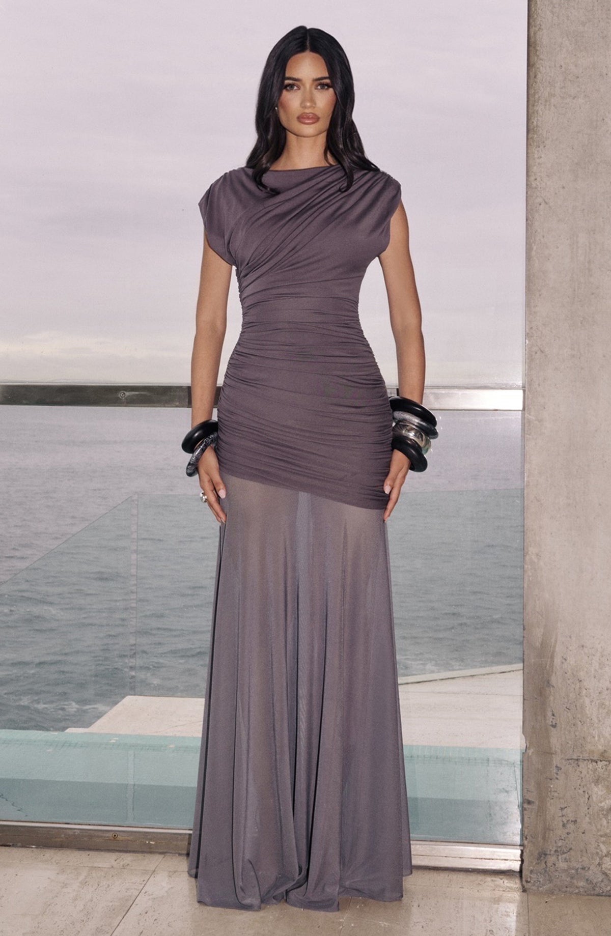 Flourenne Demelia Maxi Dress in Charcoal