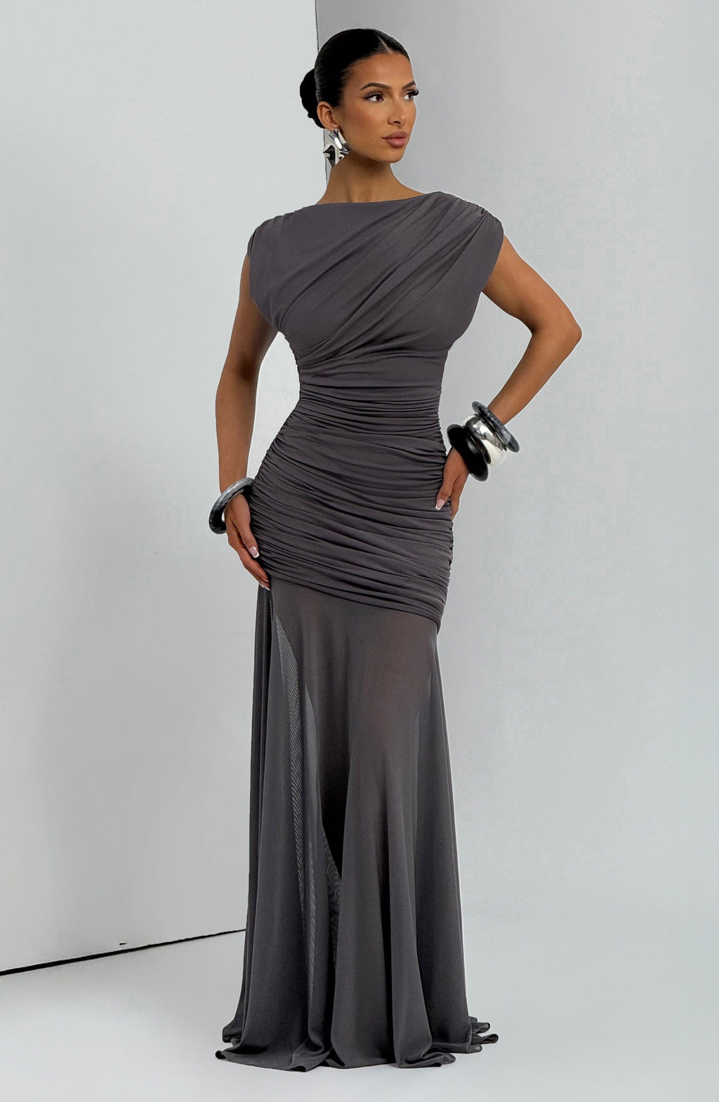 Flourenne Demelia Maxi Dress in Charcoal