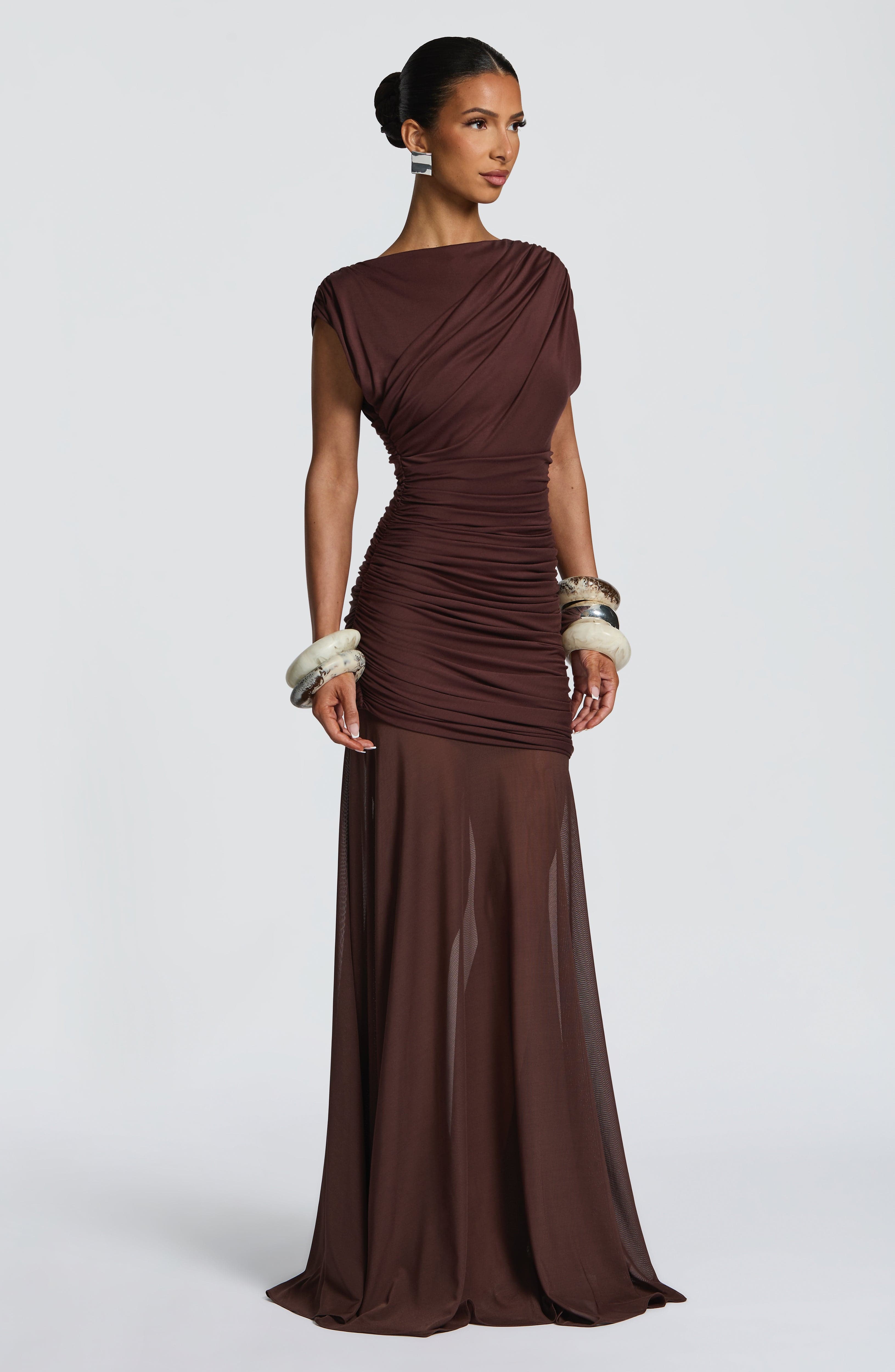 Flourenne Demelia Maxi Dress in Plum Brown