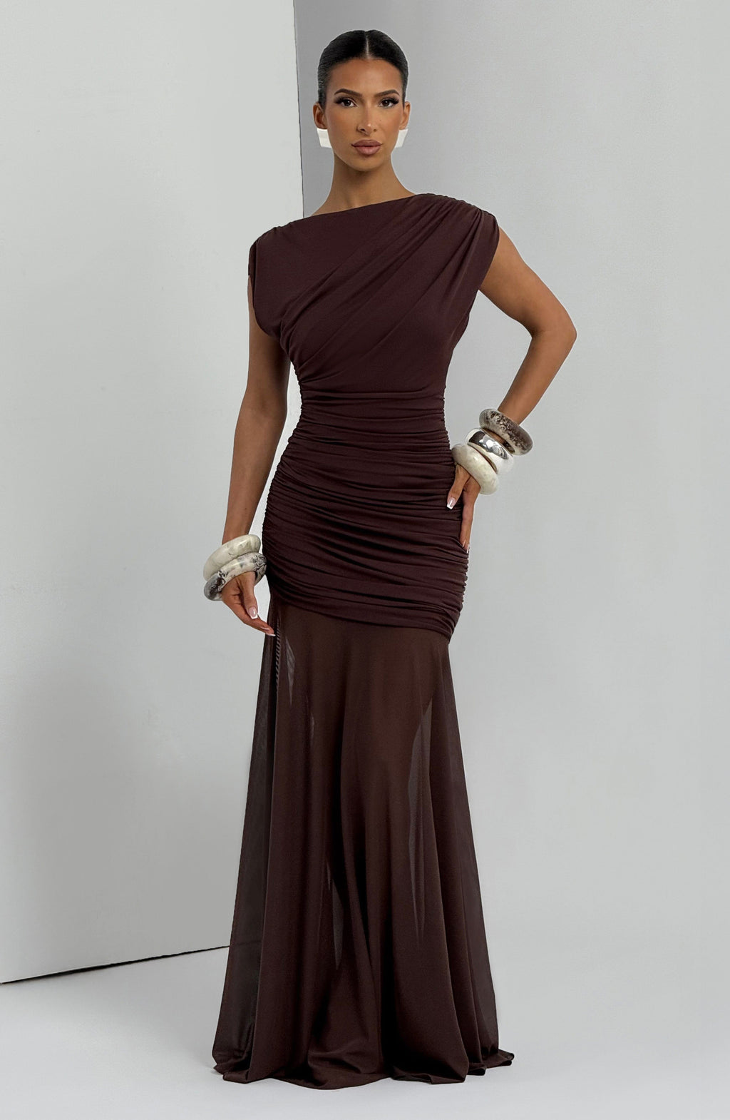 Flourenne Demelia Maxi Dress in Plum Brown