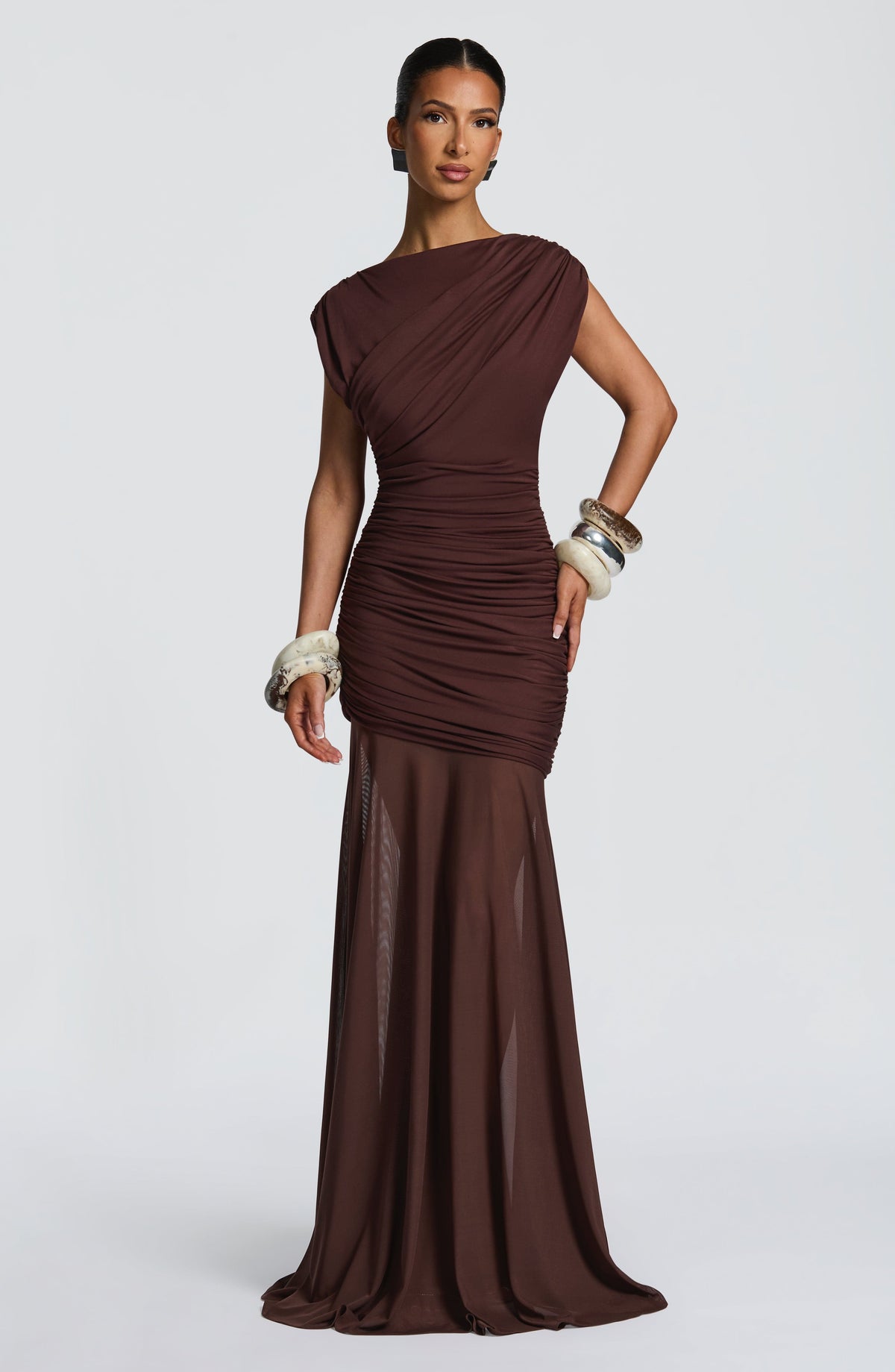 Flourenne Demelia Maxi Dress in Plum Brown