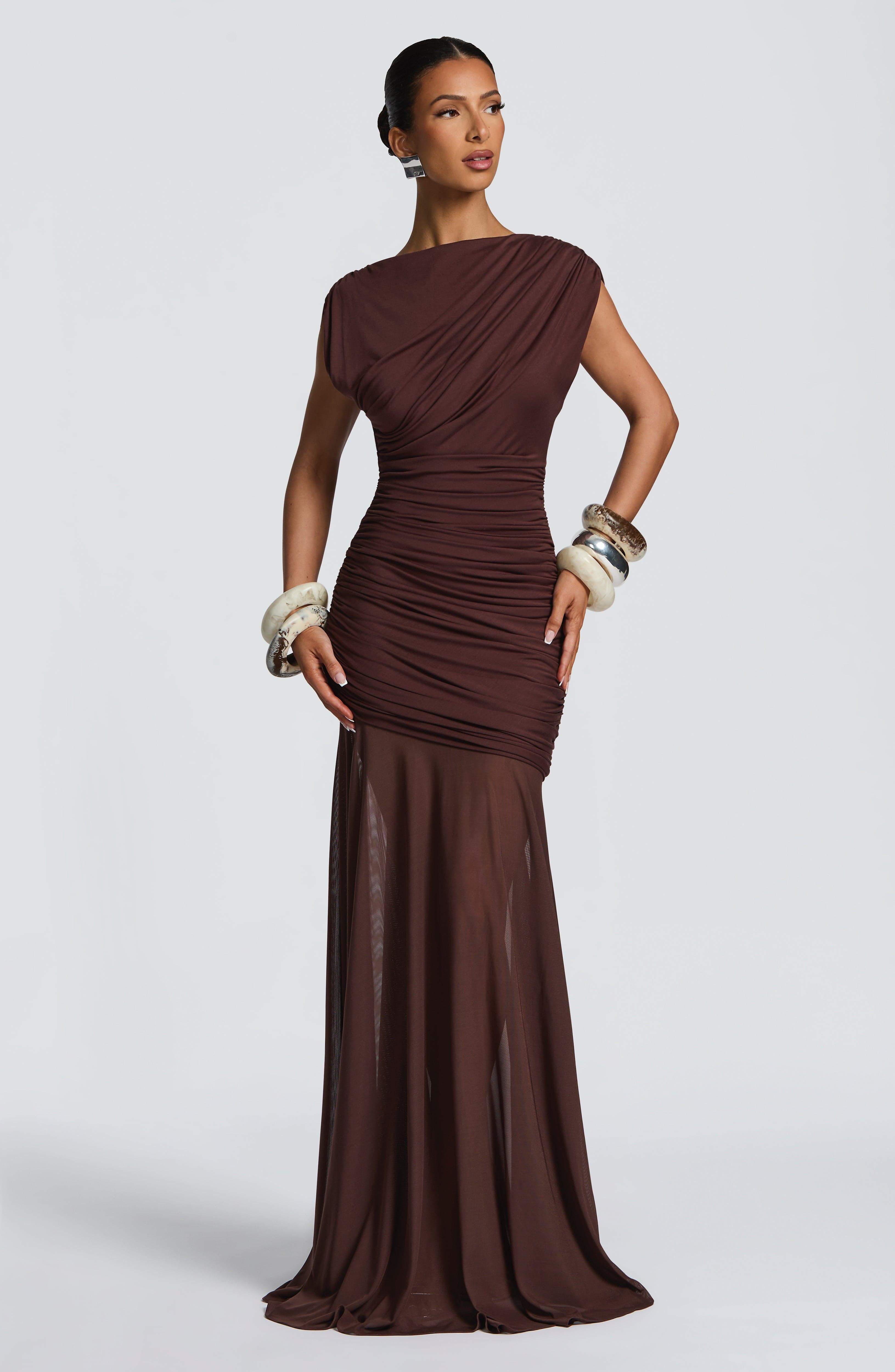 Flourenne Demelia Maxi Dress in Plum Brown