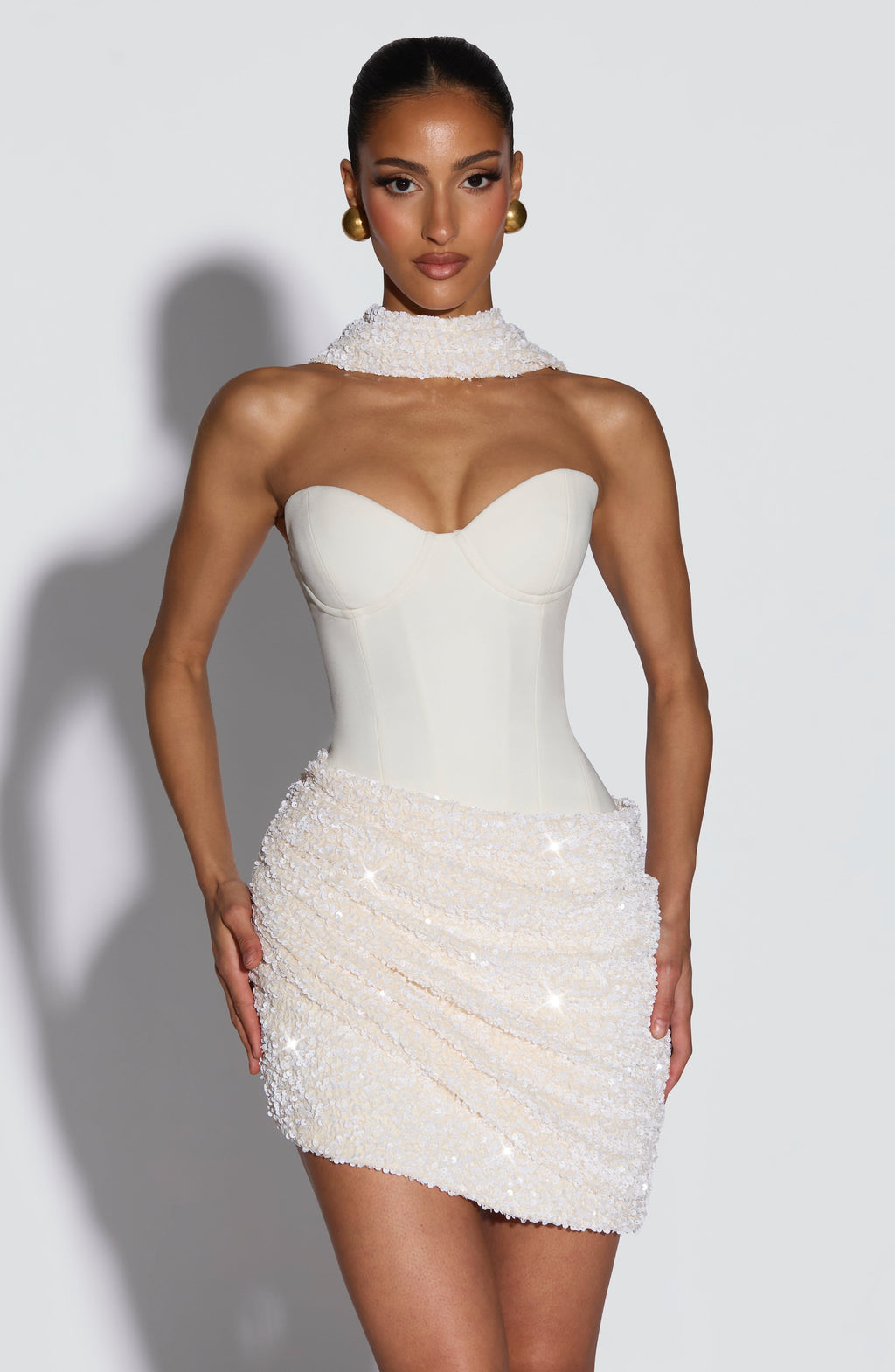 Flourenne Denisa Mini Dress in Ivory