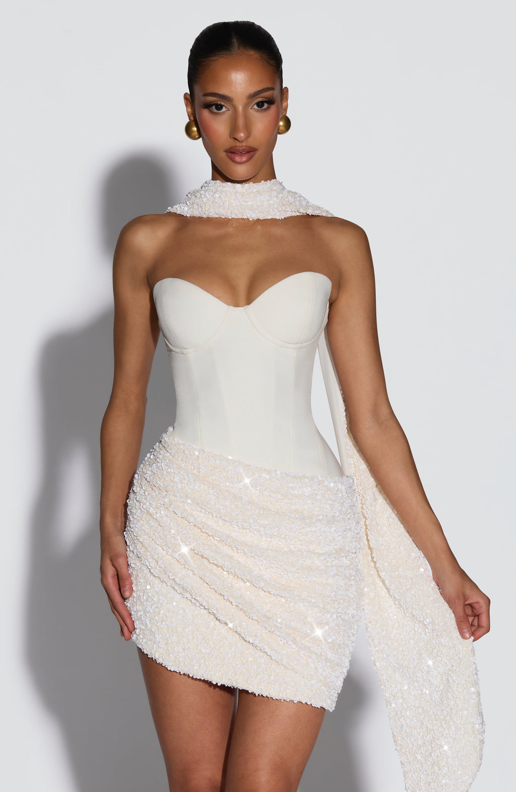 Flourenne Denisa Mini Dress in Ivory