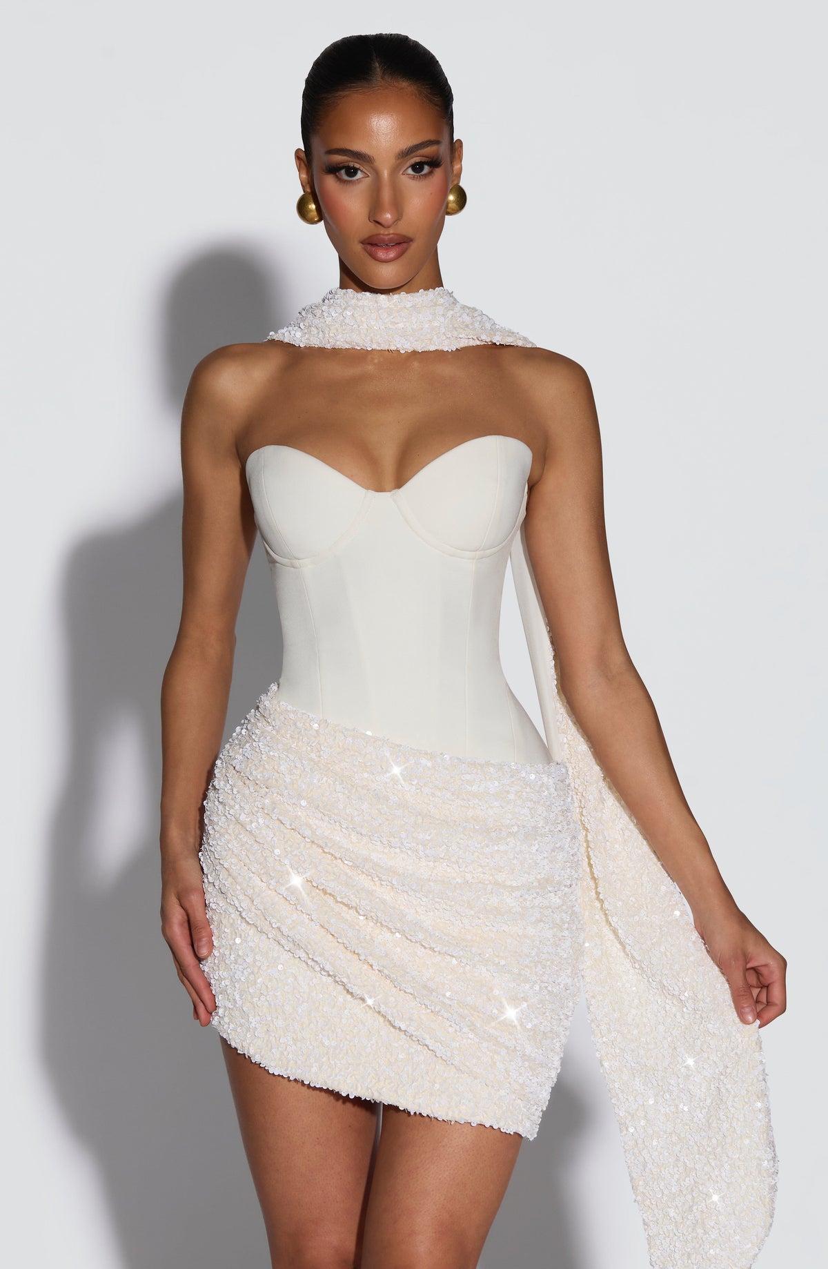 Flourenne Denisa Mini Dress in Ivory