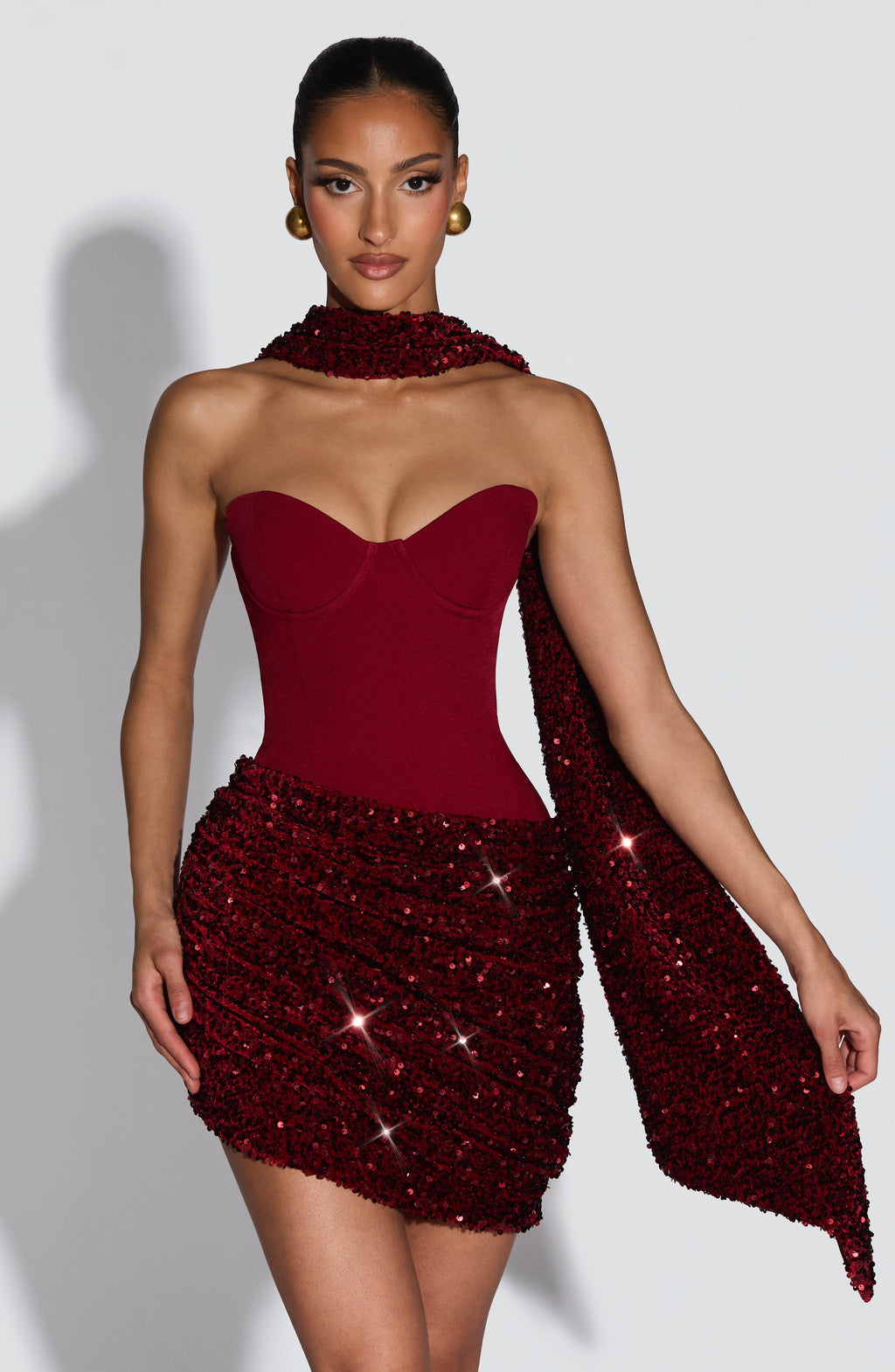 Flourenne Denisa Mini Dress in Wine