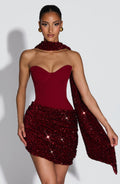 Flourenne Denisa Mini Dress in Wine