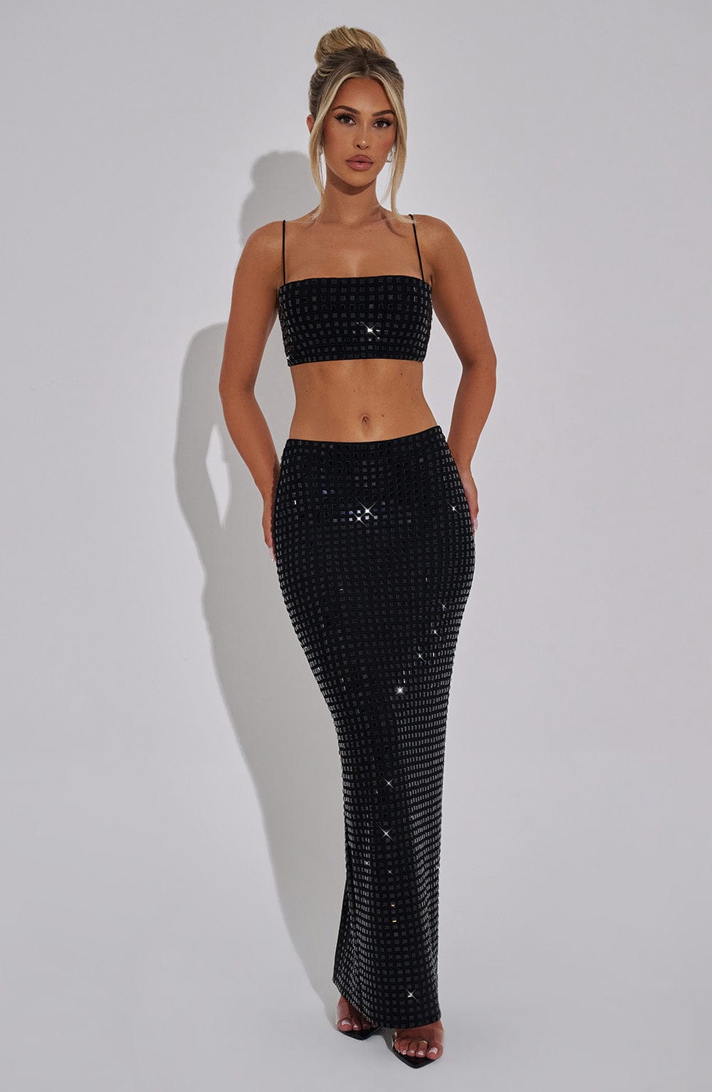 Flourenne Dimetta Maxi Skirt in Black